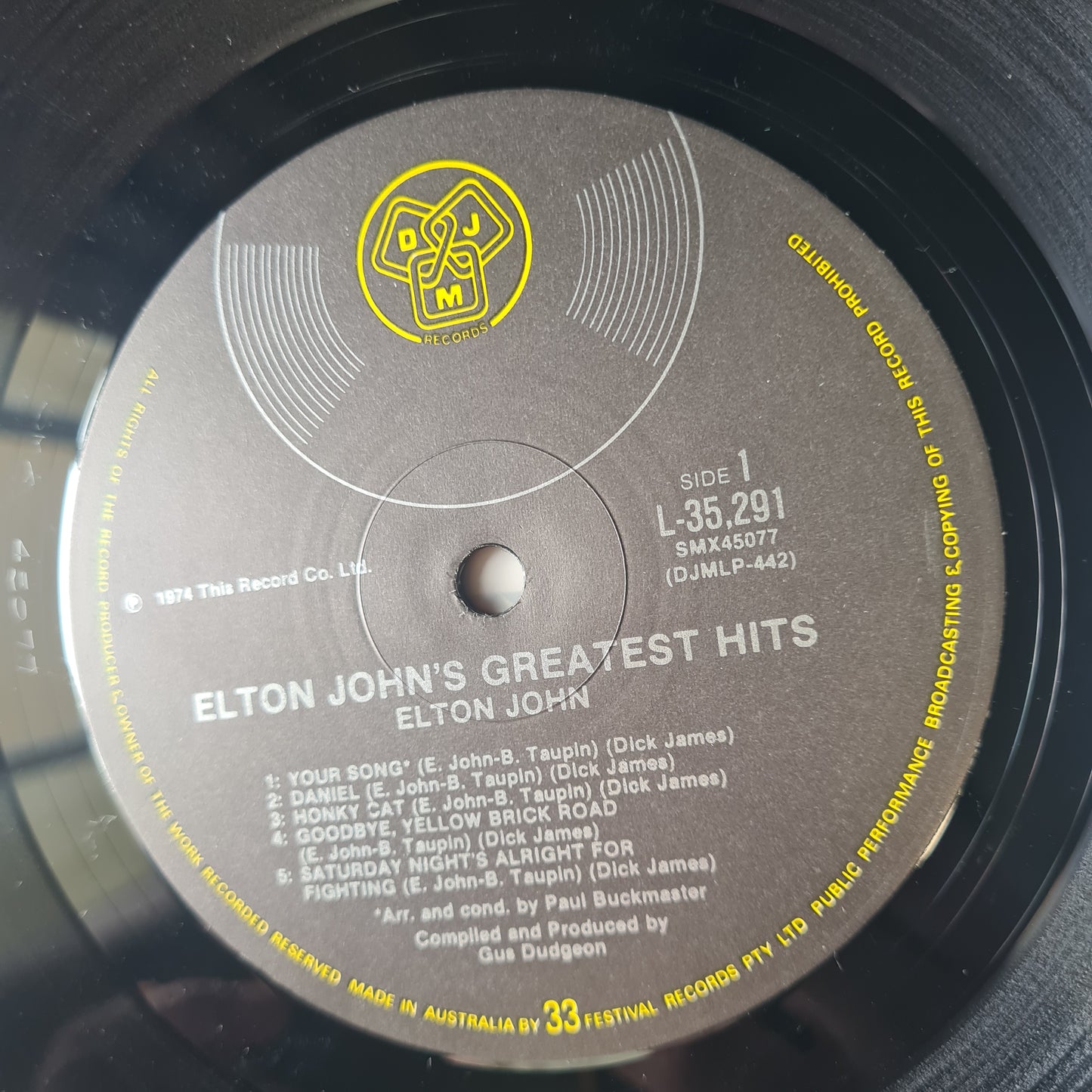 Elton John – Greatest Hits - 1974 - Vinyl Record LP