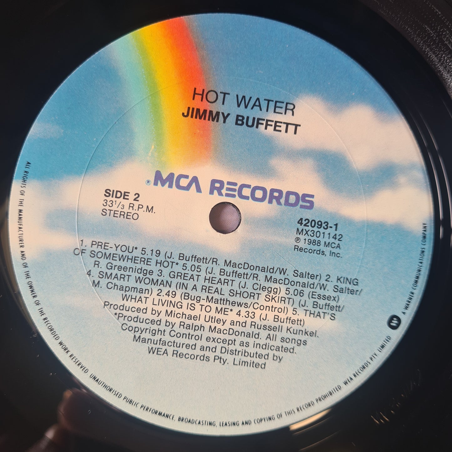 Jimmy Buffett – Hot Water - 1988 - Vinyl Record LP