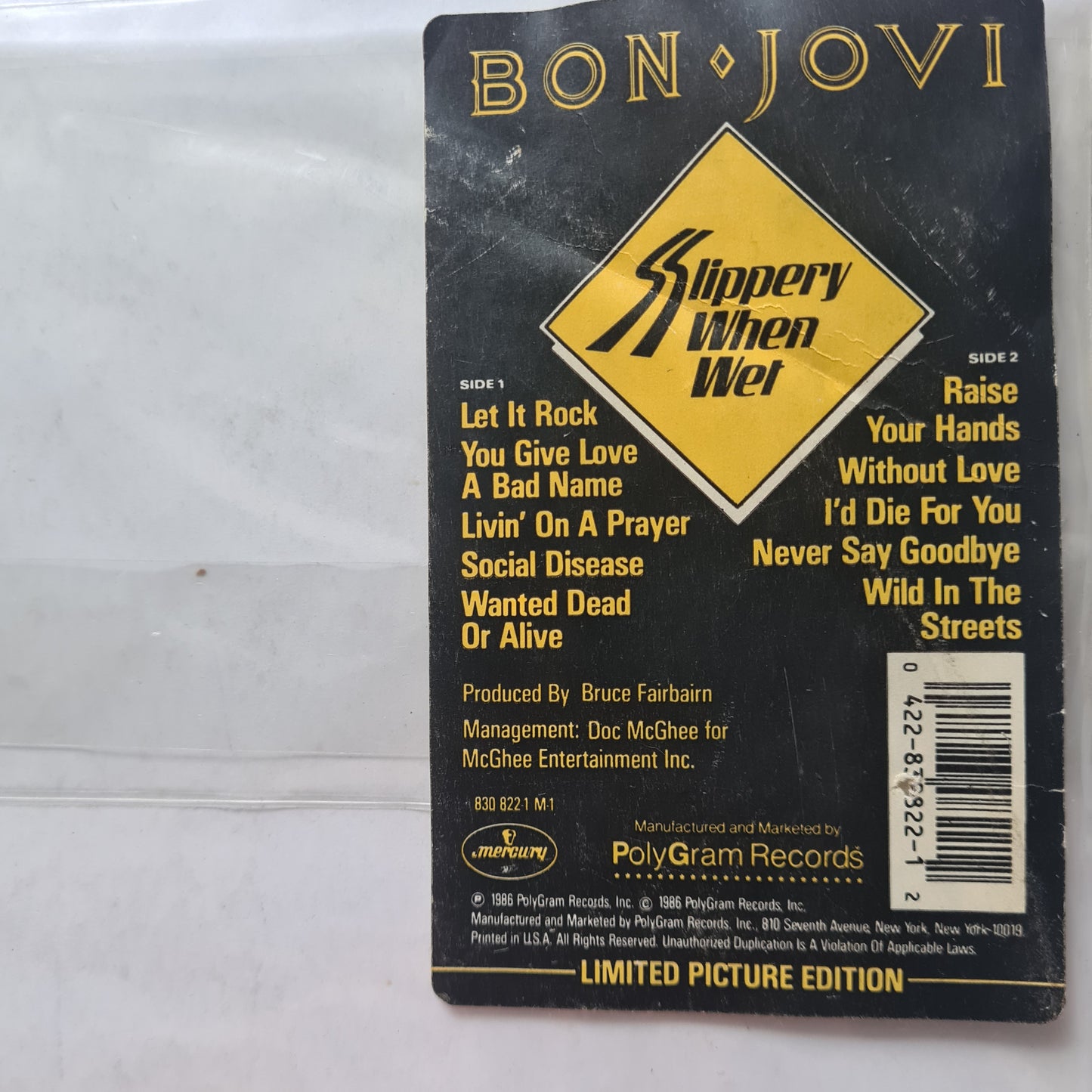 Bon Jovi – Slippery When Wet (Limited Edition Picture Disc) - 1986 - Vinyl Record LP
