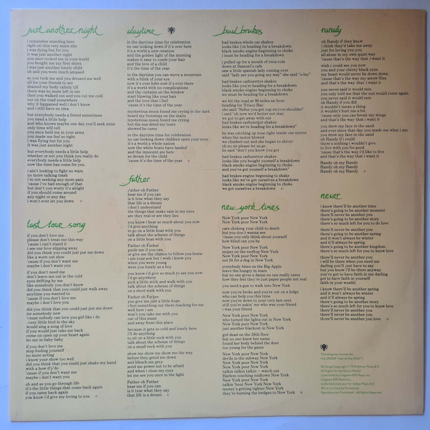 Cat Stevens – Back To Earth - 1978 - Vinyl Record LP