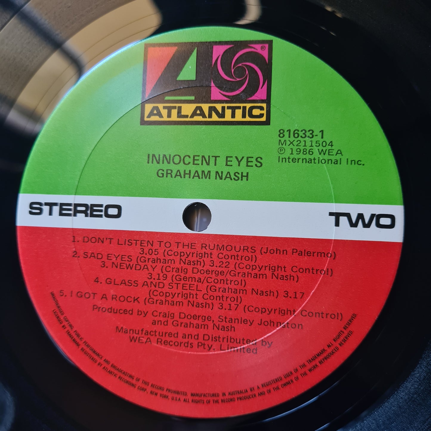 Graham Nash – Innocent Eyes - 1986 - Vinyl Record LP