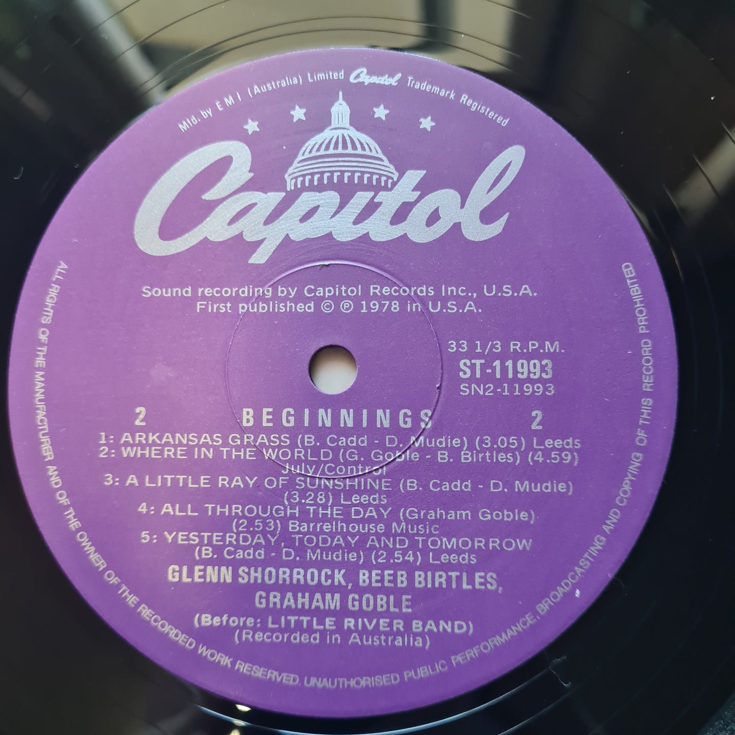 Glenn Shorrock • Beeb Birtles • Graham Goble  – Beginnings - 1978 - Vinyl Record LP (near mint)
