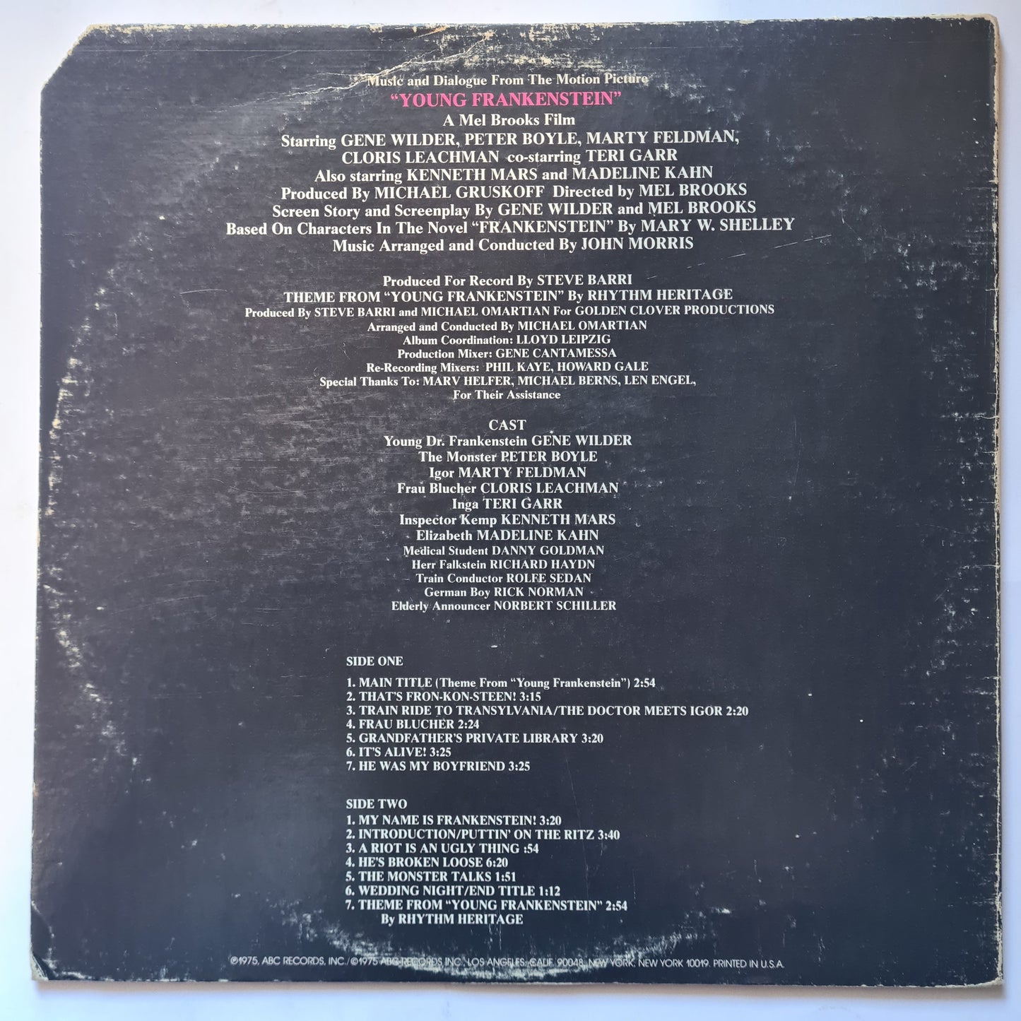 John Morris – Dialogue & Music From Original Soundtrack Of "Young Frankenstein" - 1975 - Vinyl Record LP (Copy)
