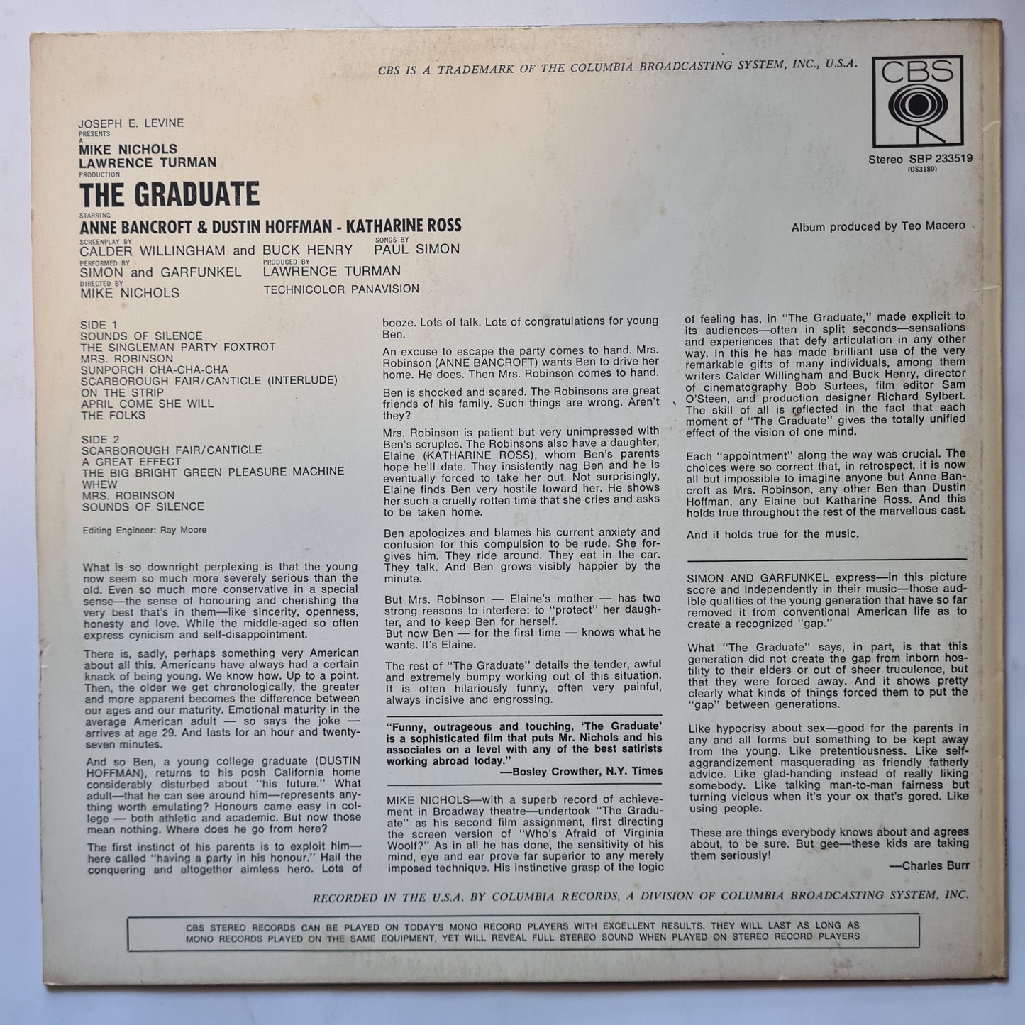 Simon & Garfunkel – The Graduate (Original Sound Track Recording) - 1968 - Vinyl Record LP