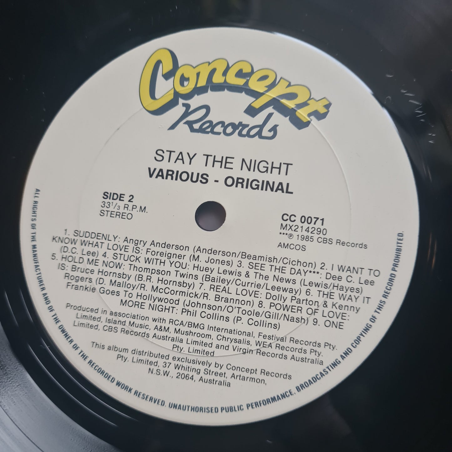 Various Artists – Stay The Night - 1987 - Vinyl Record LP