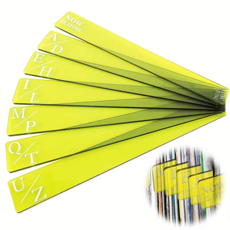 7pc - Vinyl Record Album Divider Set-  Acrylic Alphabet Album Organiser Dividers - Heavy Duty