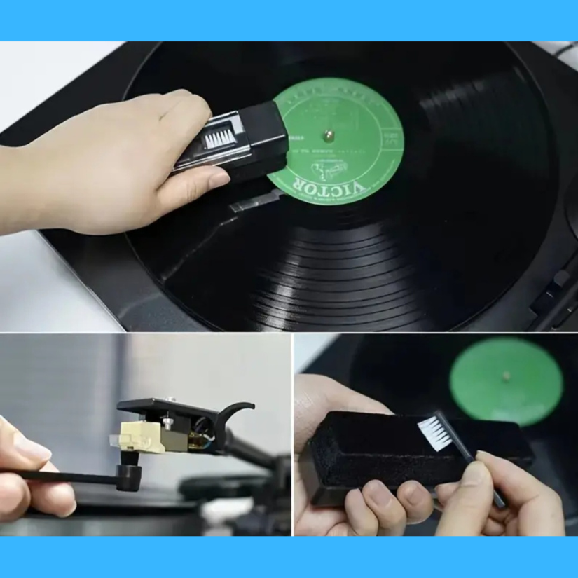 3-in-1 Vinyl Record Cleaning Set: Velvet Brush, Stylus Brush, Anti-Static Brush ★ FREE POSTAGE ★