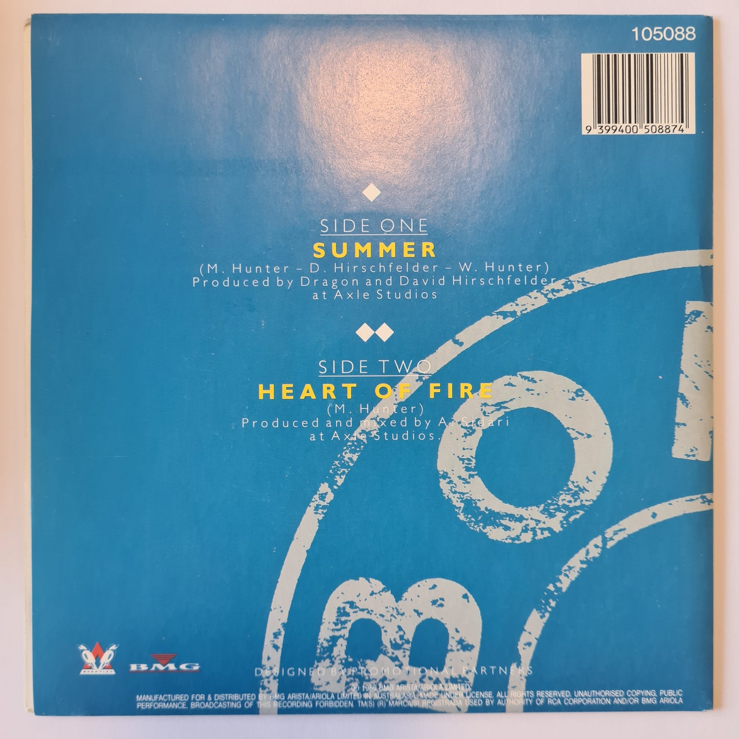 Dragon - Summer/ Heart Of Fire - 1989 - Vinyl Record 7" Single - 45 RPM (near mint)