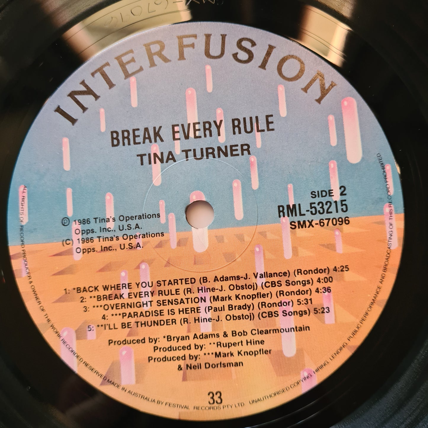 Tina Turner – Break Every Rule - 1986 - Vinyl Record LP