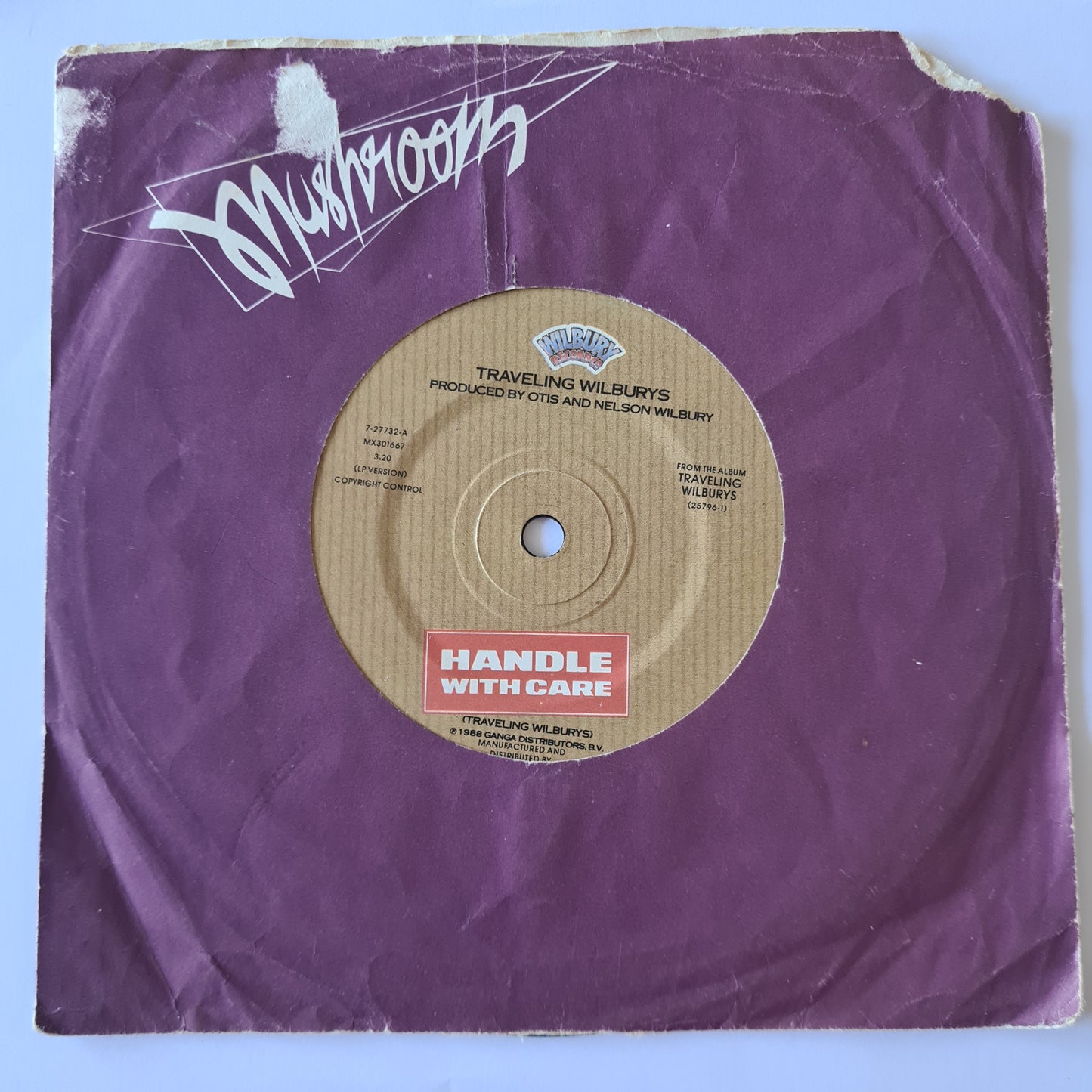 Travelling Wilburys (Dylan, George Harrison, Tom Petty, Roy Orbison, Jeff Lynne) - Handle With Care - 1988 - Vinyl Record 7" Single - 45 RPM