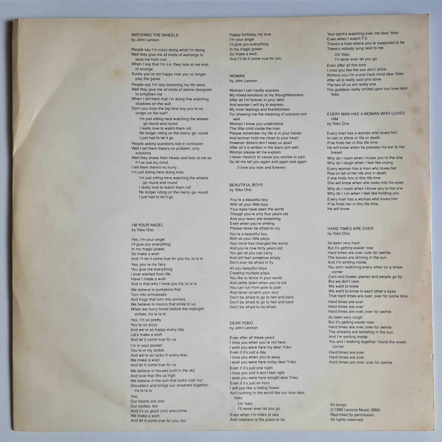 John Lennon (Beatles) – Double Fantasy - 1980 (USA Pressing) - Vinyl Record LP