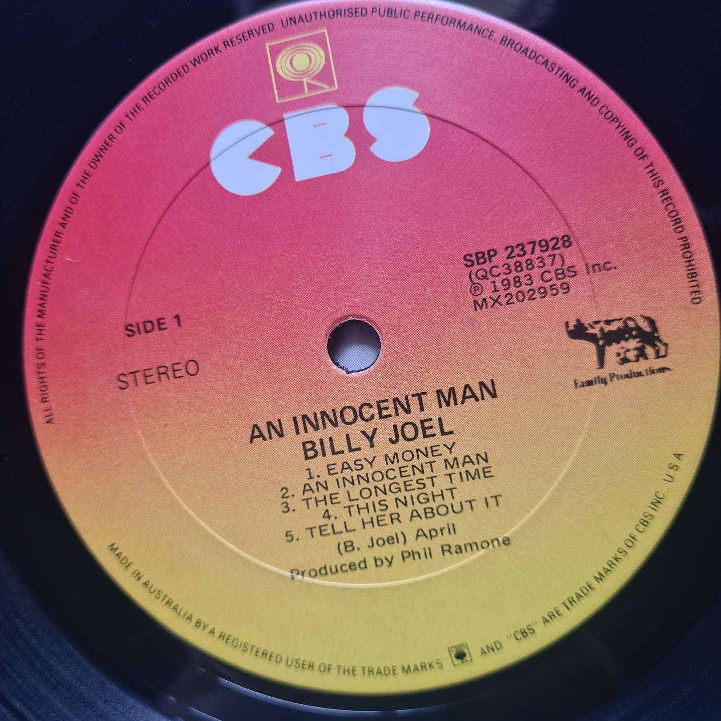 Billy Joel – Innocent Man - 1983 - Vinyl Record LP (EX)