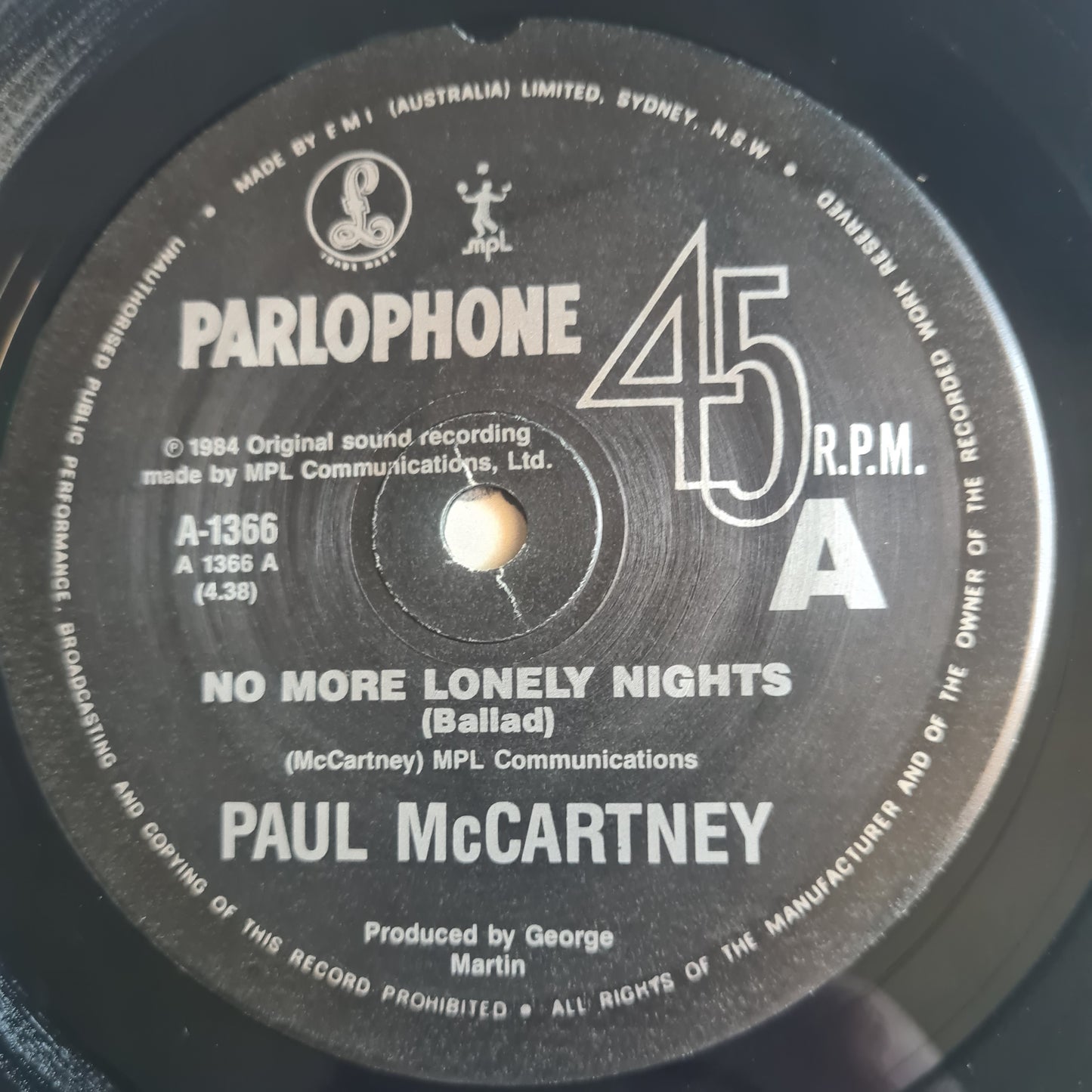 Paul McCartney (The Beatles) – No More Lonely Nights - 1984 - Vinyl Record 7" Single - 45 RPM