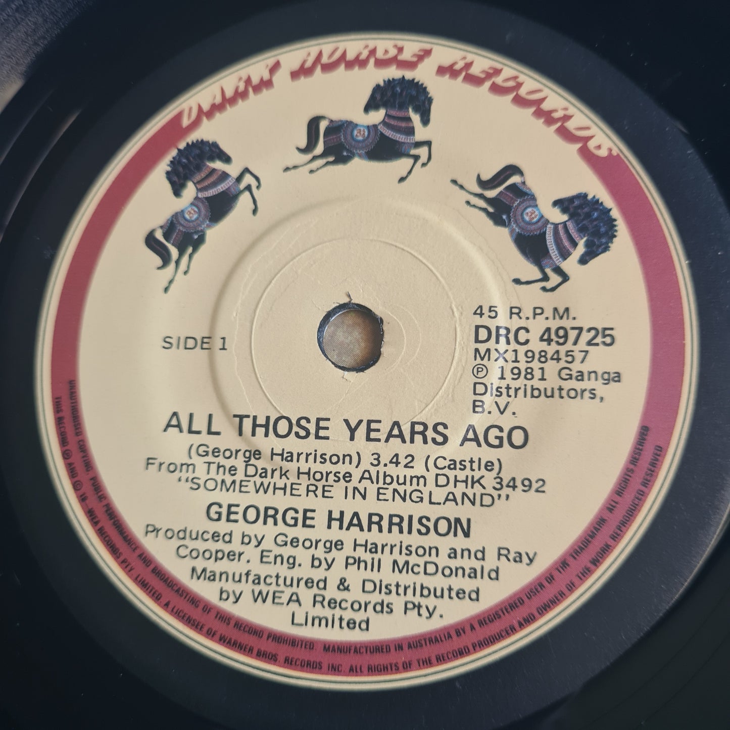 George Harrison (The Beatles) – All Those Years Ago - 1981 - Vinyl Record 7" Single - 45 RPM