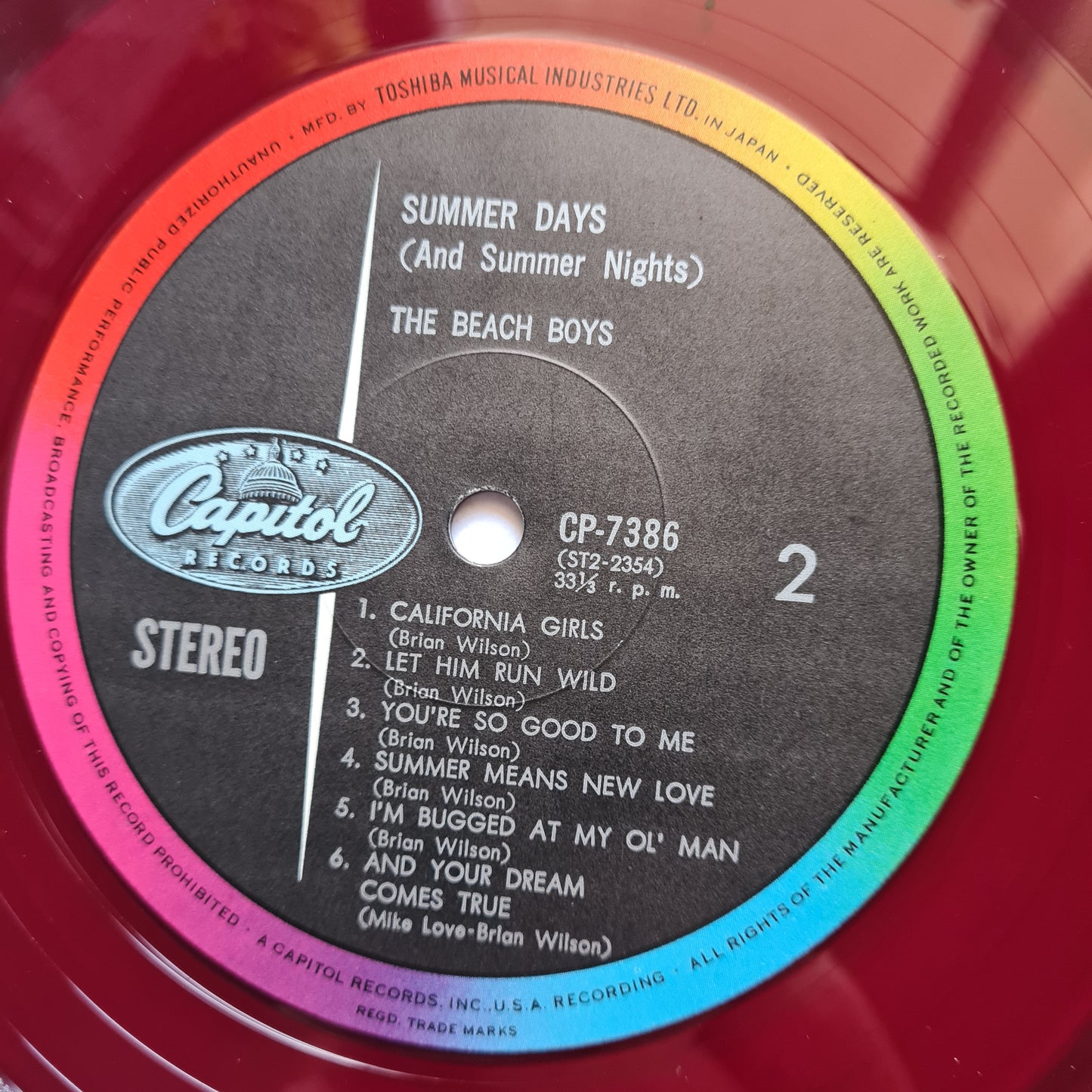The Beach Boys - Summer Days (And Summer Nights!!) - 1965 (Japanese Pressing Red Vinyl) - Vinyl Record LP