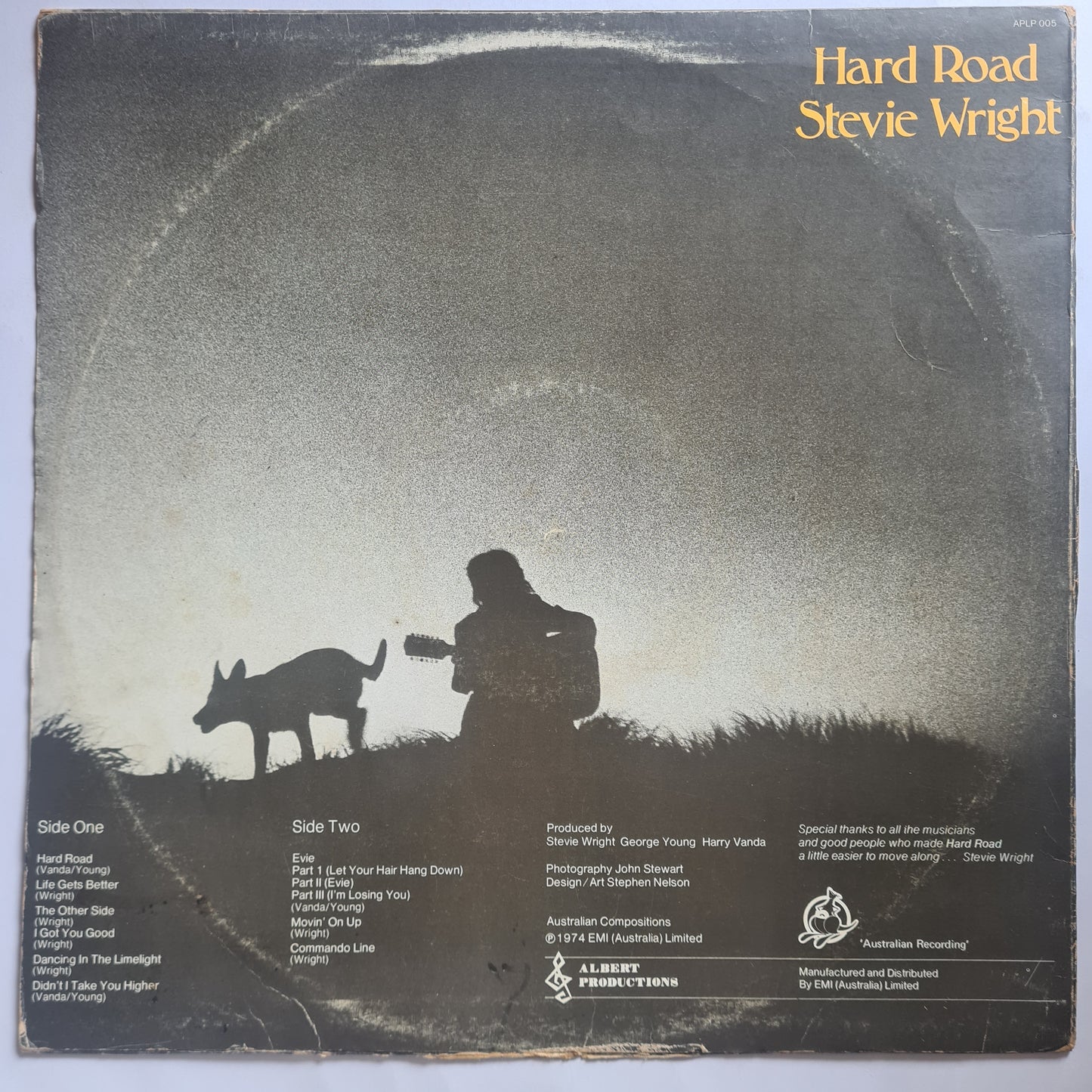 Stevie Wright – Hard Road (Includes The Hit EVIE parts 1,2&3) - 1974 - Vinyl Record LP