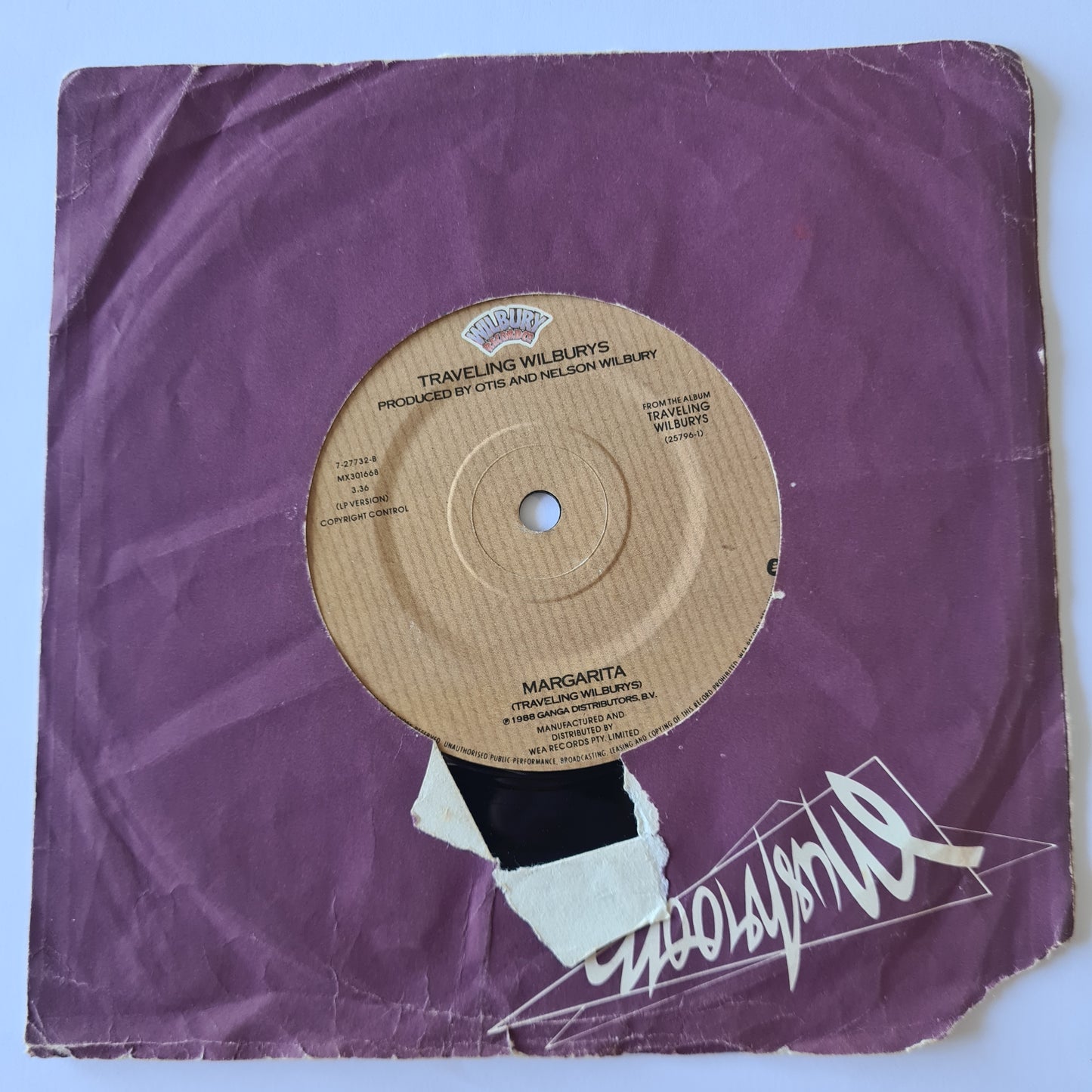 Travelling Wilburys (Dylan, George Harrison, Tom Petty, Roy Orbison, Jeff Lynne) - Handle With Care - 1988 - Vinyl Record 7" Single - 45 RPM