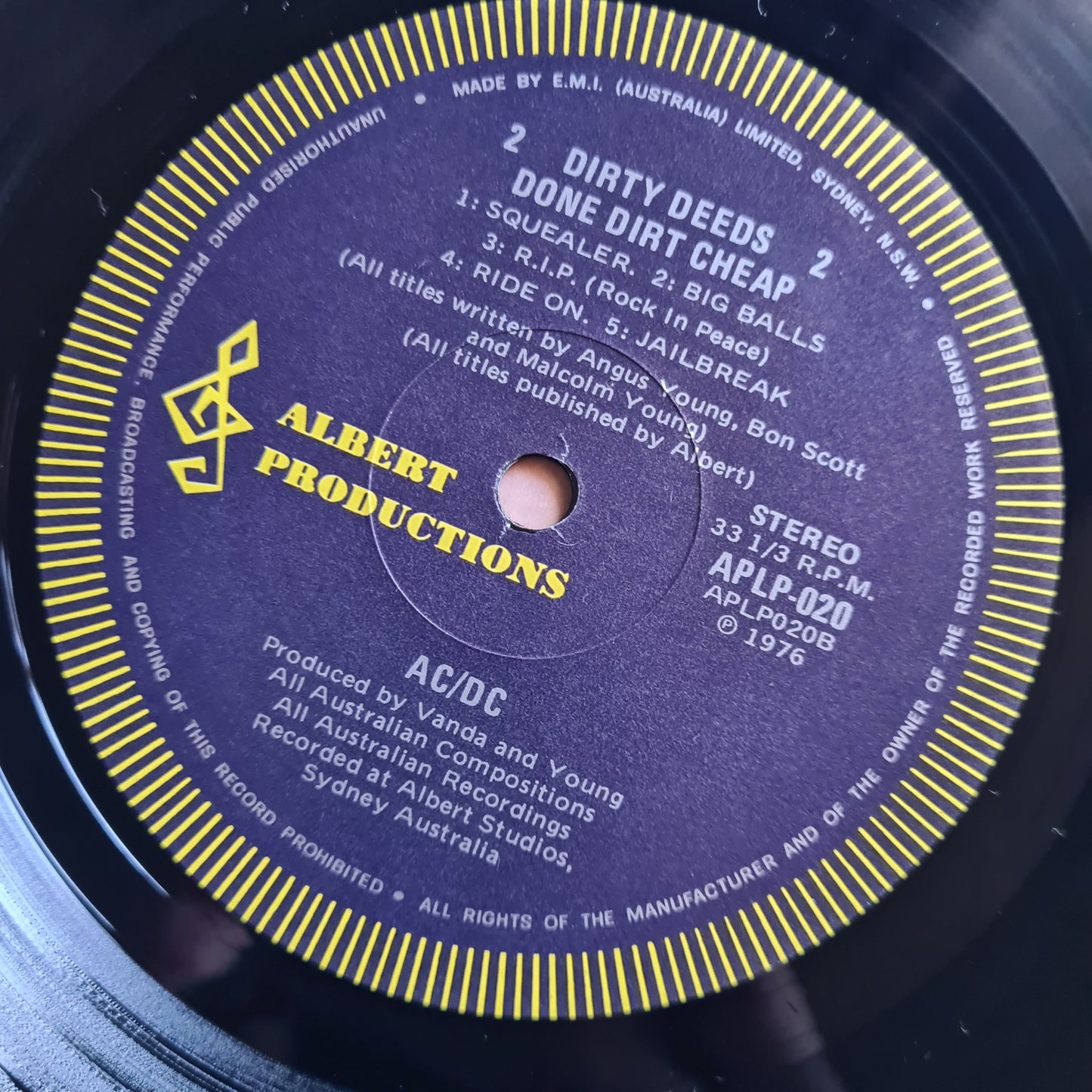 AC/DC – Dirty Deeds Done Dirt Cheap - 1976 (2nd Blue Label Australian Pressing) - Vinyl Record LP