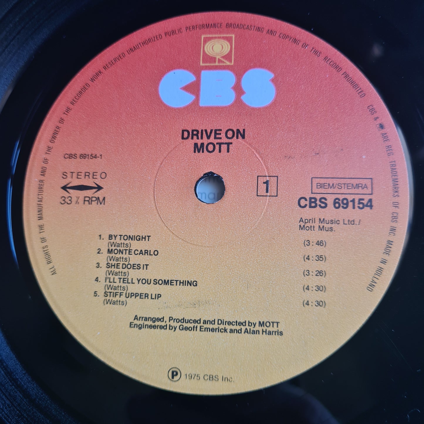 Mott – Drive On - 1975 - Vinyl Record LP