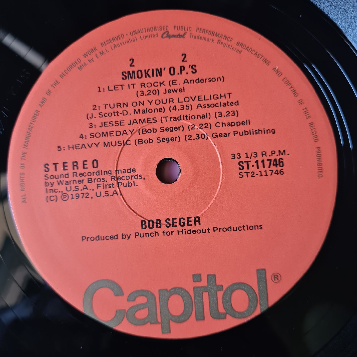 Bob Seger – Smokin' O.P.'S - 1972 (1975 USA Pressing) - Vinyl Record LP