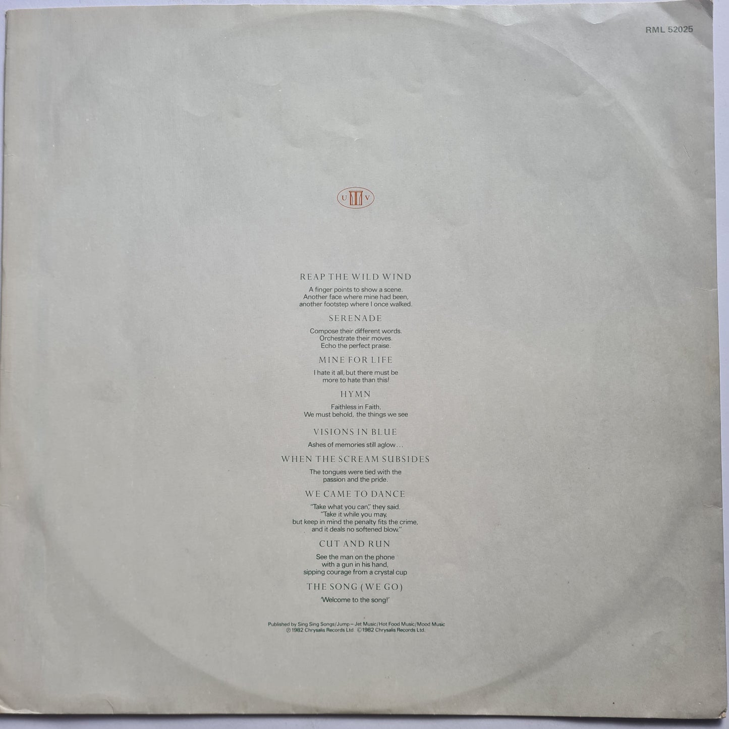 Ultravox – Quartet - 1982 - Vinyl Record LP