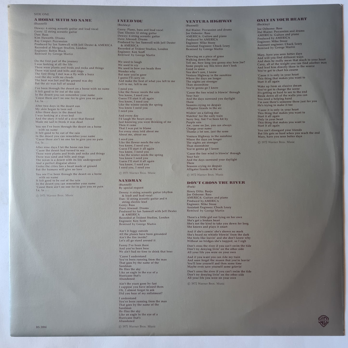 America – History: America's Greatest Hits - 1975 - Vinyl Record LP