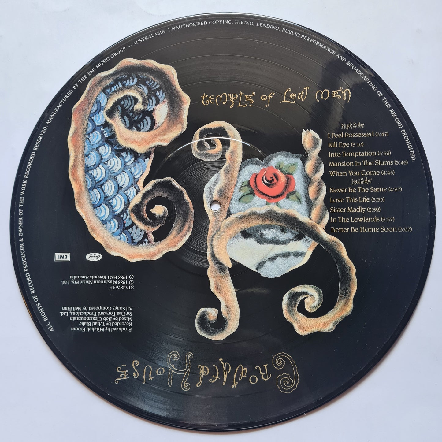 Crowded House – Temple Of Low Men - 1988 - Vinyl Record Picture Disc