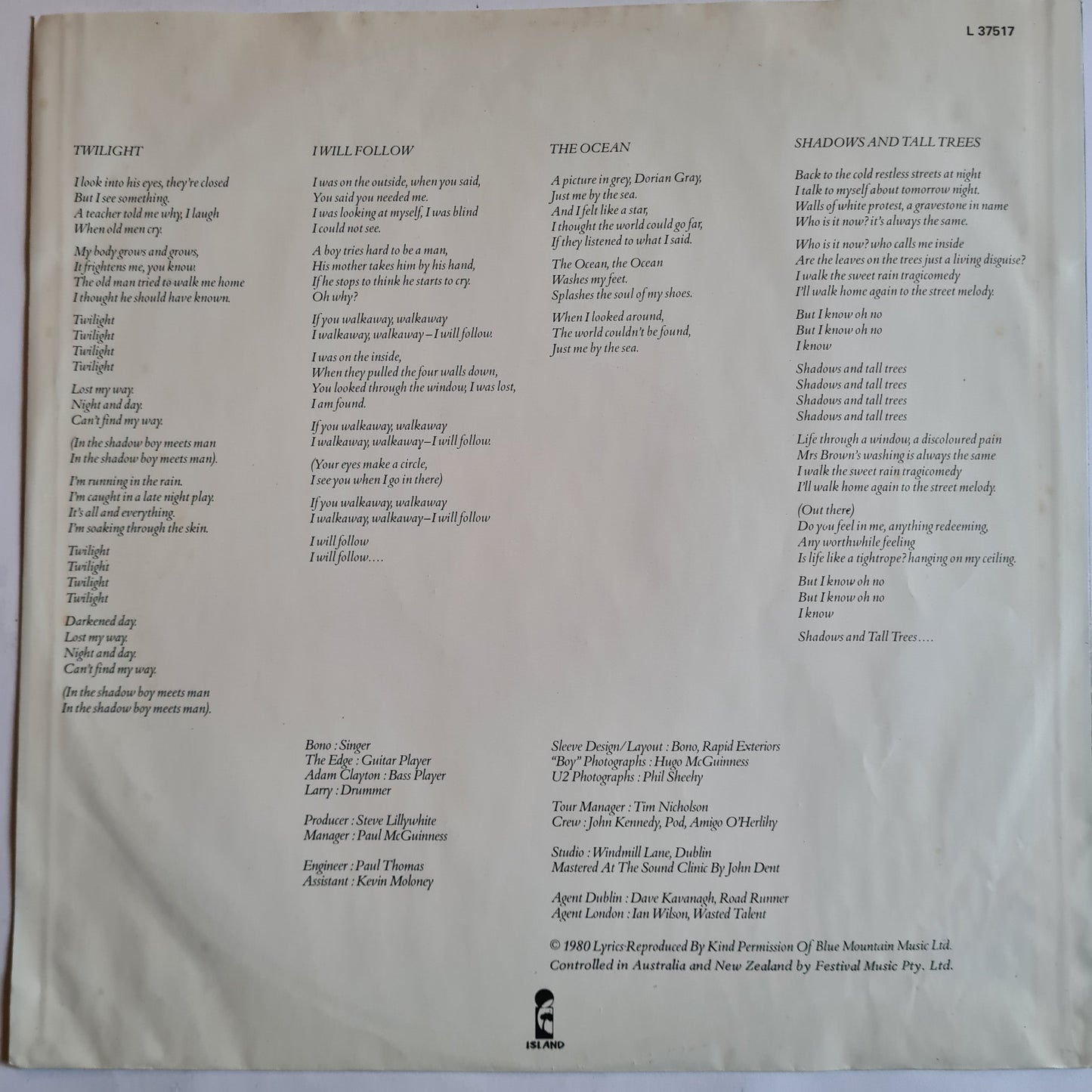 U2 – Boy - 1980 - Vinyl Record LP