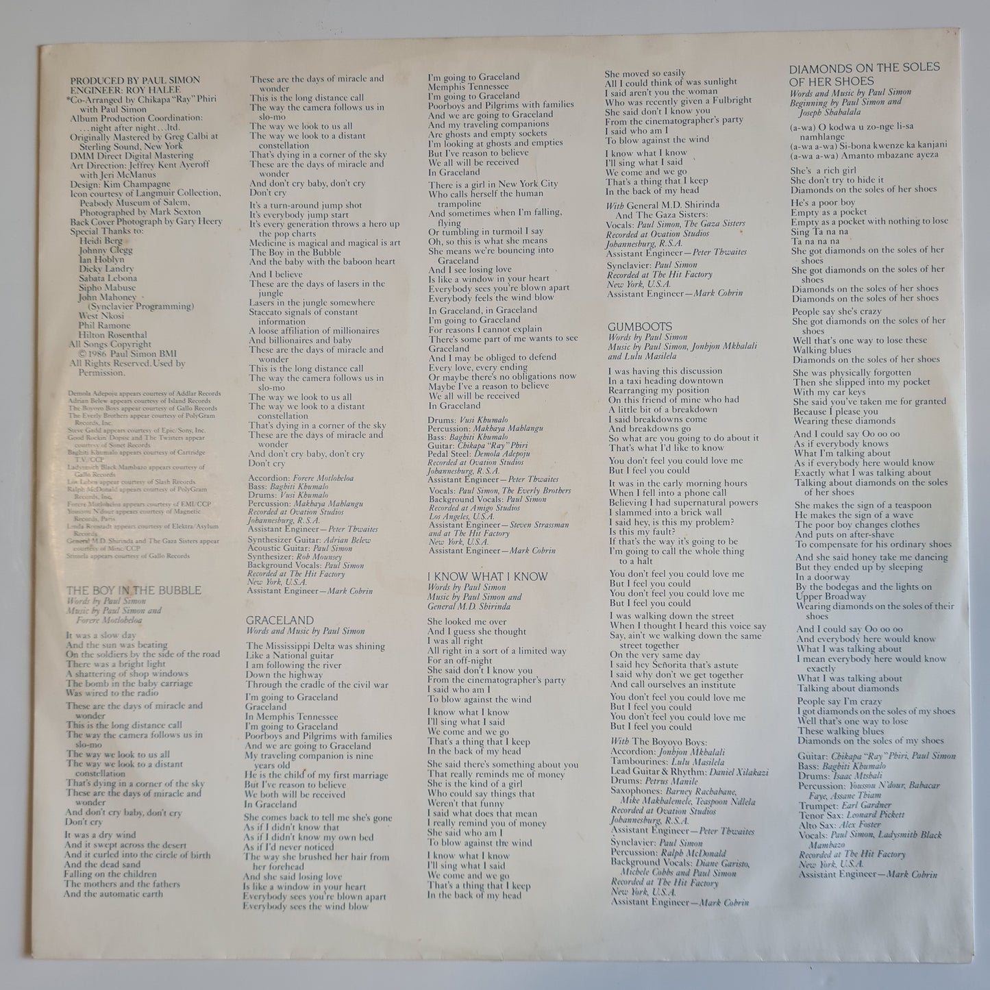 Paul Simon – Graceland - 1986 - Vinyl Record LP