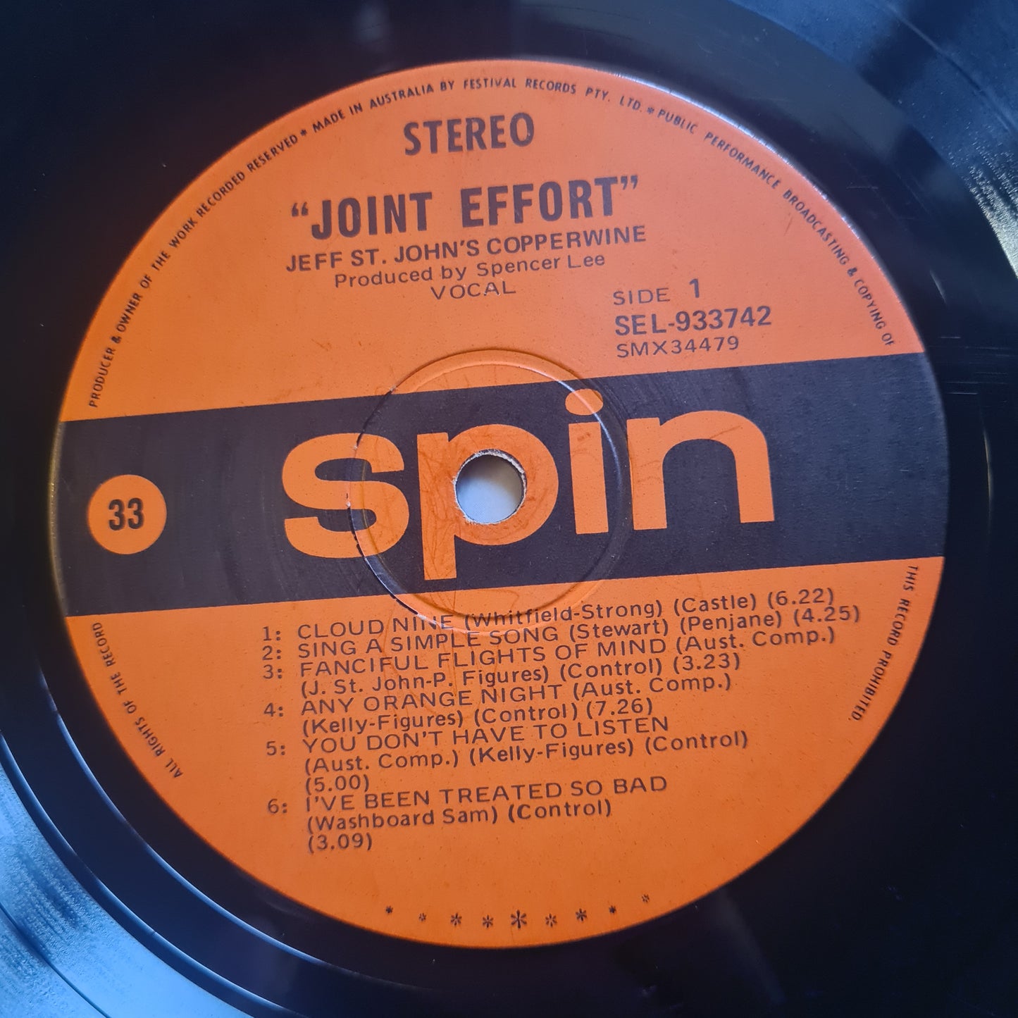 Jeff St John's Copperwine – Joint Effort - 1971 - Vinyl Record LP