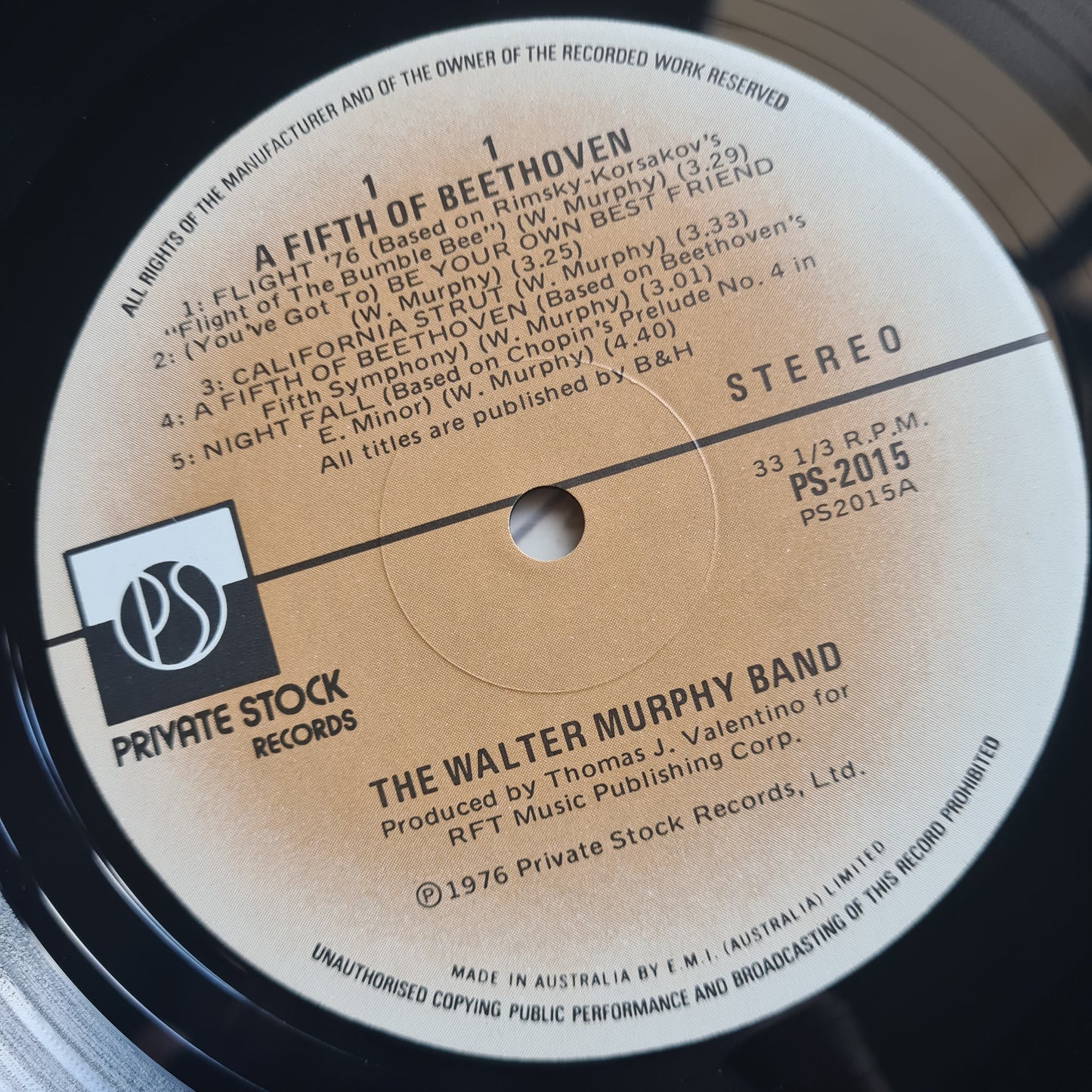 The Walter Murphy Band – A Fifth Of Beethoven - 1976 - Vinyl Record LP