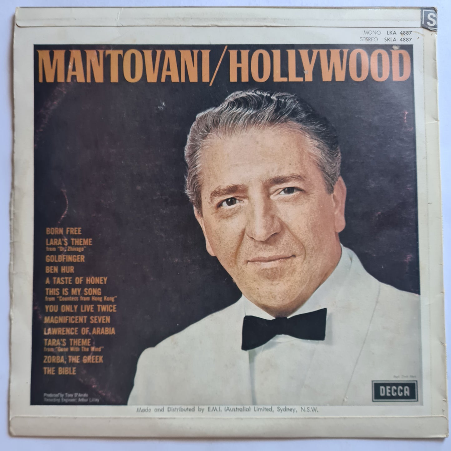 Mantiovani – Hollywood - 1967 - Vinyl Record LP