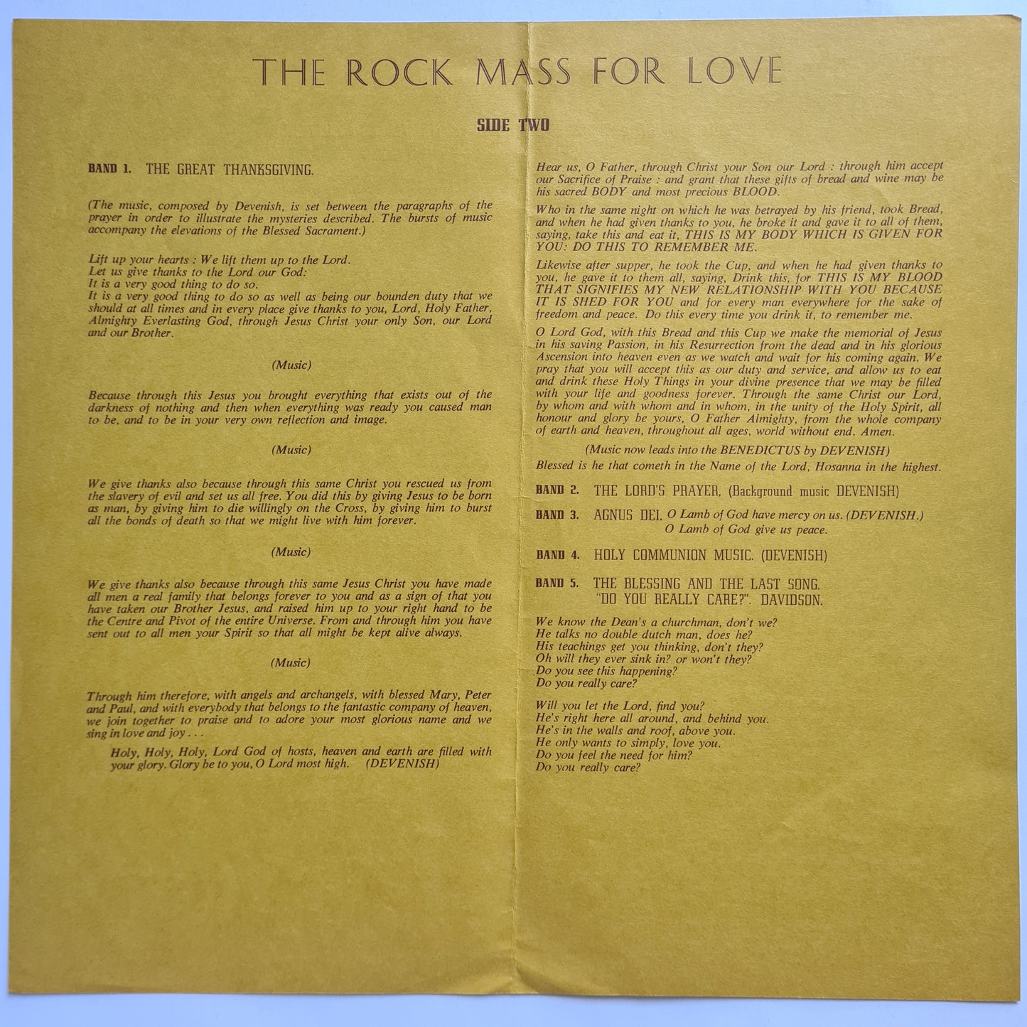 Bakery – Rock Mass For Love - 1971 - Vinyl Record LP