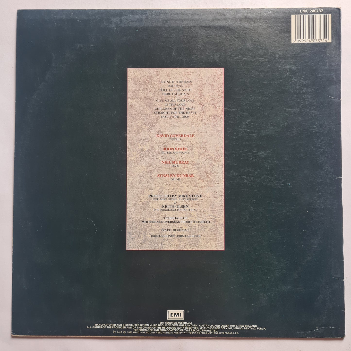 Whitesnake – Whitesnake - 1987 - Vinyl Record LP