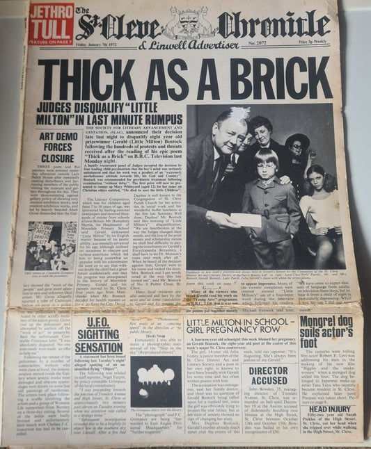 Jethro Tull – Thick As A Brick - 1972 - Vinyl Record LP (Newspaper Cover)