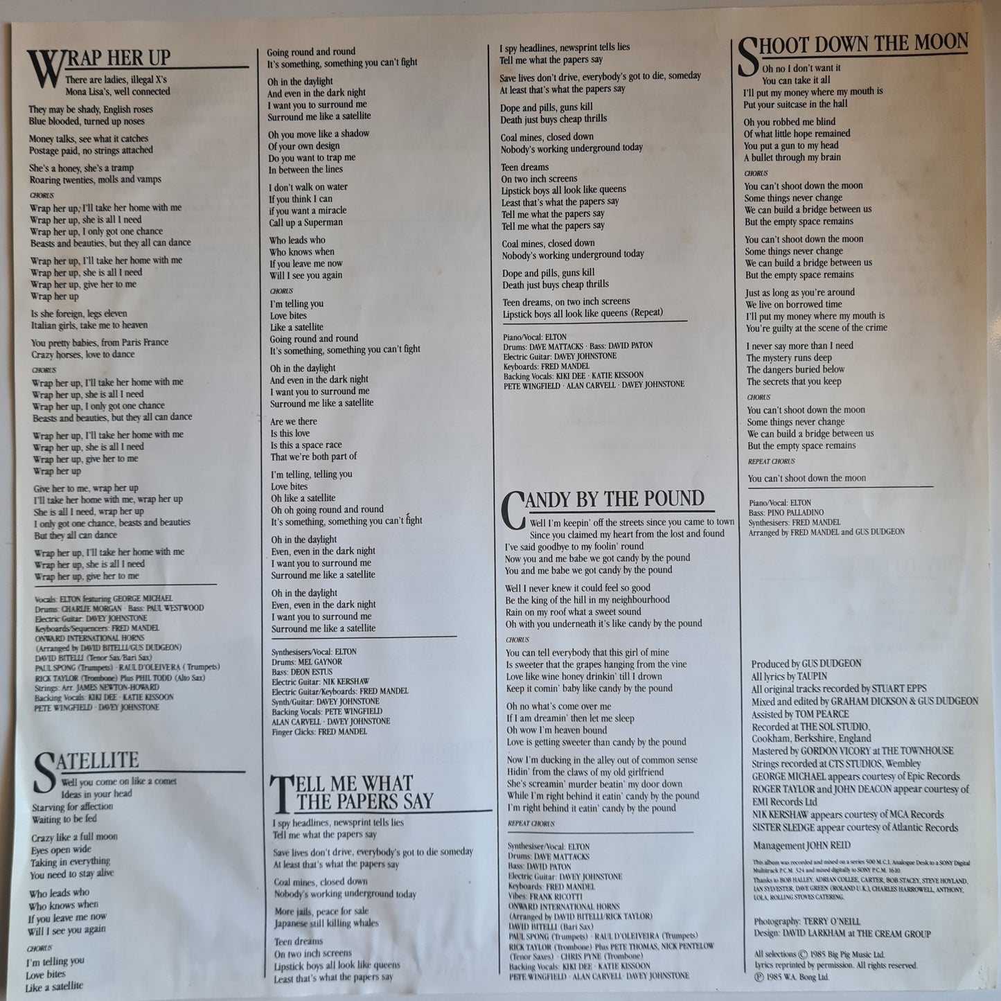 Elton John – Ice On Fire - 1985 - Vinyl Record LP