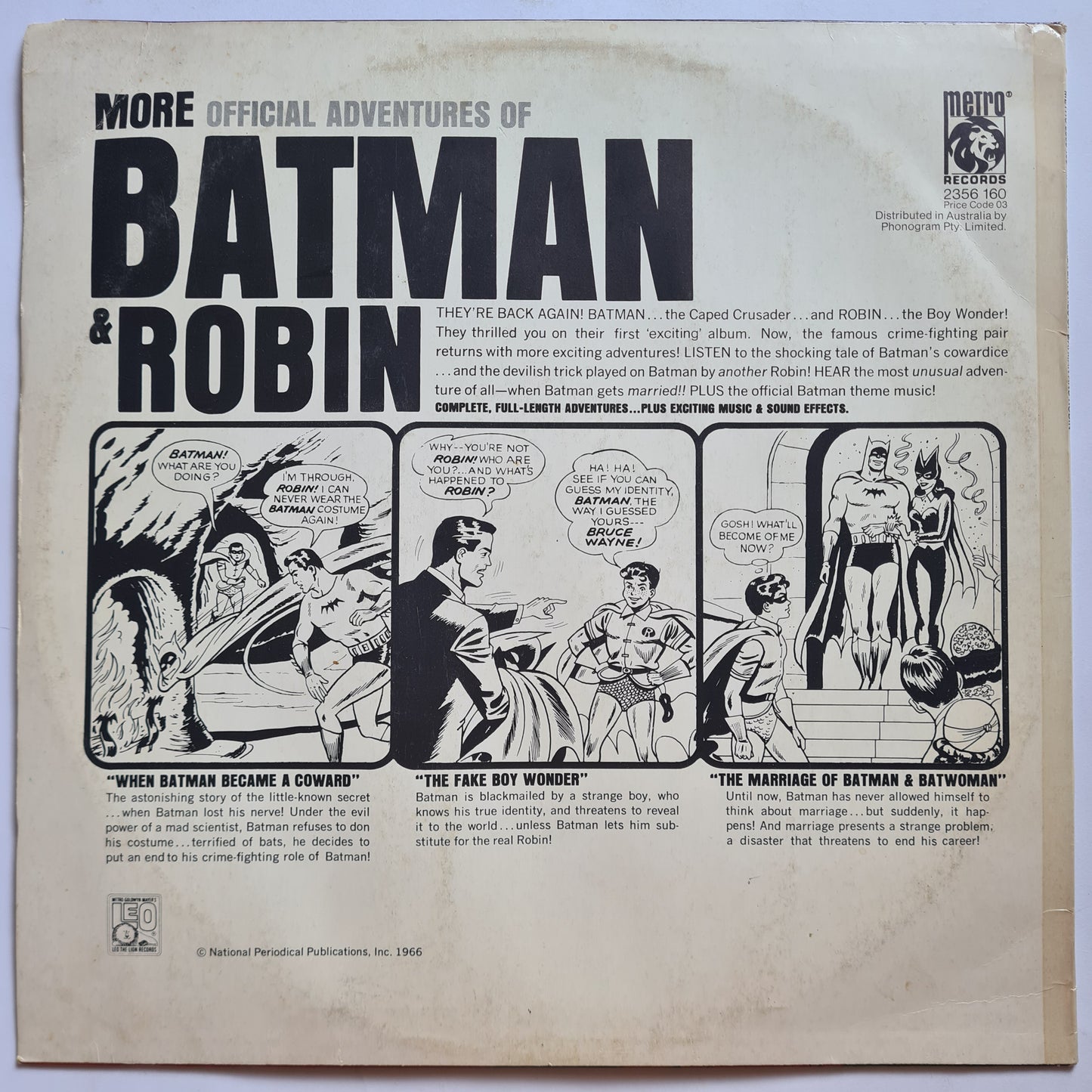 Batman & Robin – More Official Adventures Of Batman & Robin - 1975 - Vinyl Record LP (near mint)