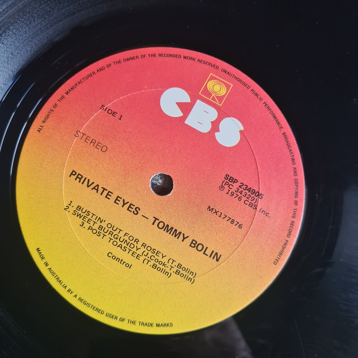 Tommy Bolin (Deep Purple) – Private Eyes - 1976 - Vinyl Record LP