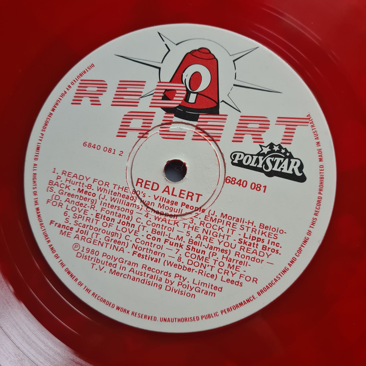 Various Artists (KISS, etc) – Red Alert: 16 Original Disco Hits - 1980 (Red Vinyl) - Vinyl Record LP