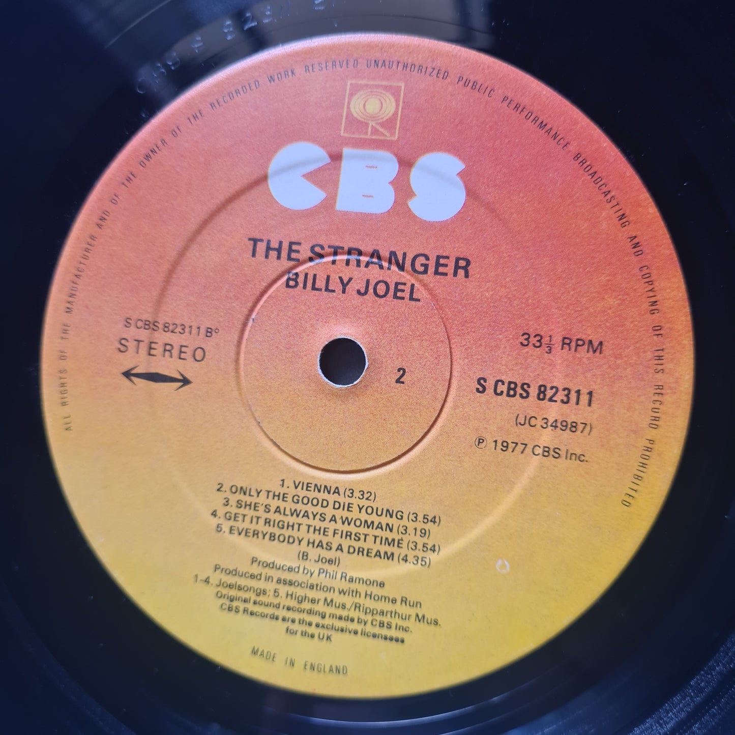 Billy Joel – The Stranger - 1977 (UK pressing) - Vinyl Record LP (EX)