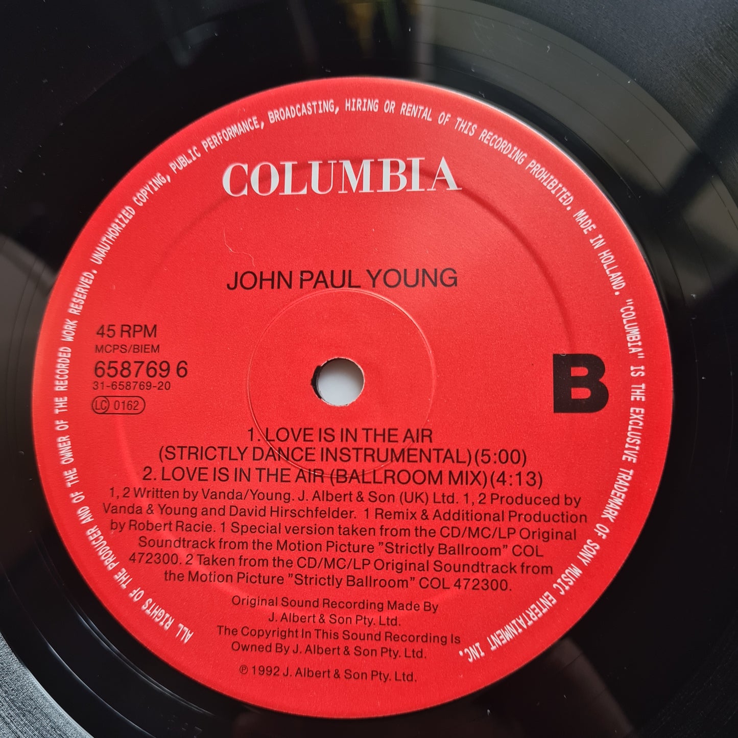John Paul Young – Love Is In The Air (Strictly Ballroom 12" Dance Mix) - 1992 - Vinyl Record