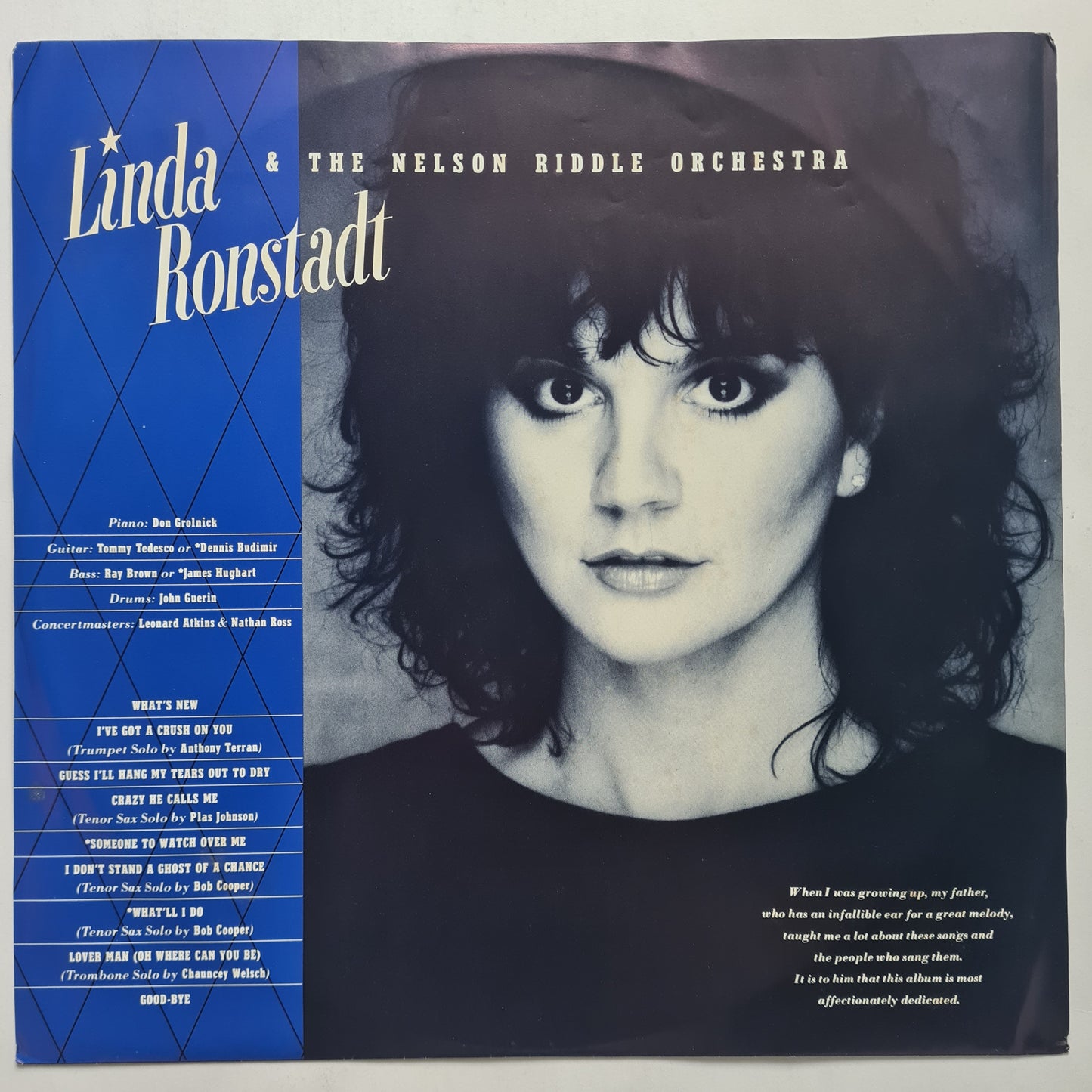 Linda Ronstadt With Nelson Riddle & His Orchestra* - What's New - 1983 - Vinyl Record (Copy)