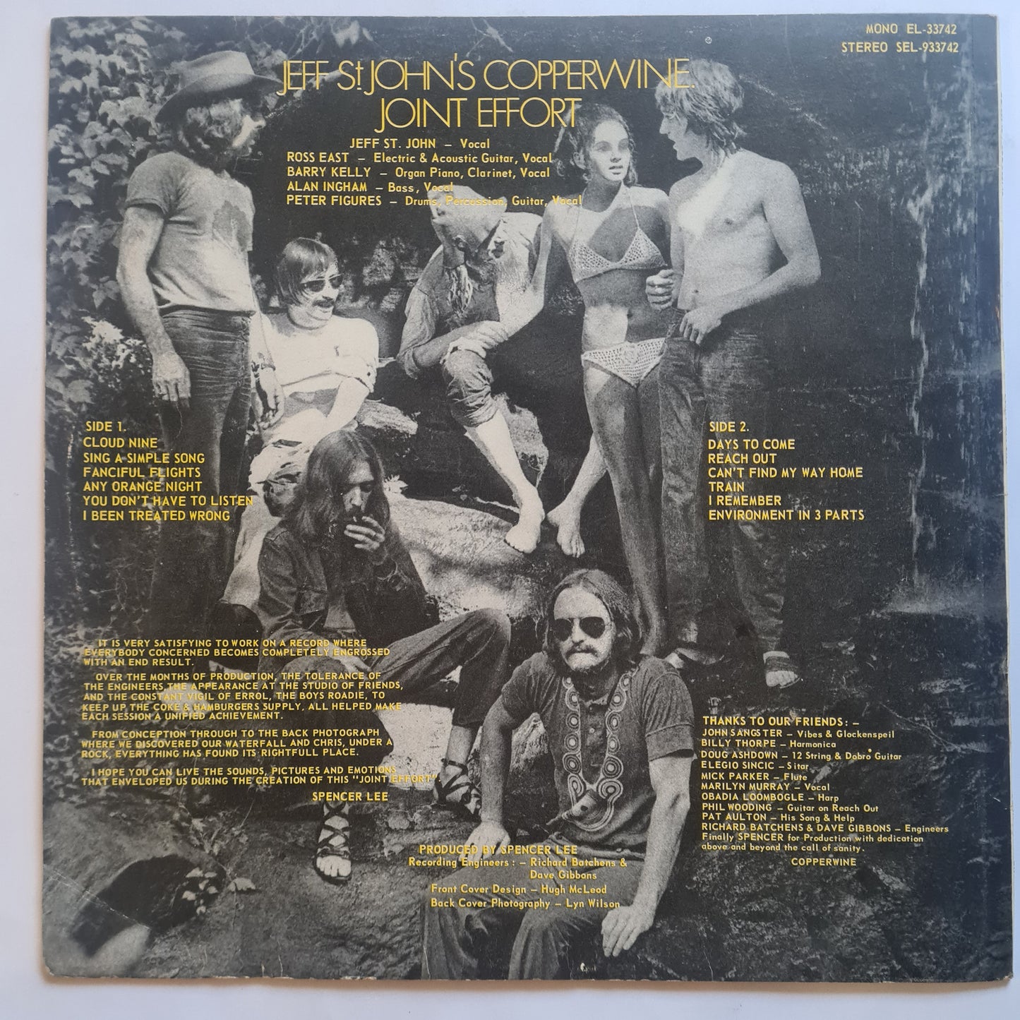 Jeff St John's Copperwine – Joint Effort - 1971 - Vinyl Record LP