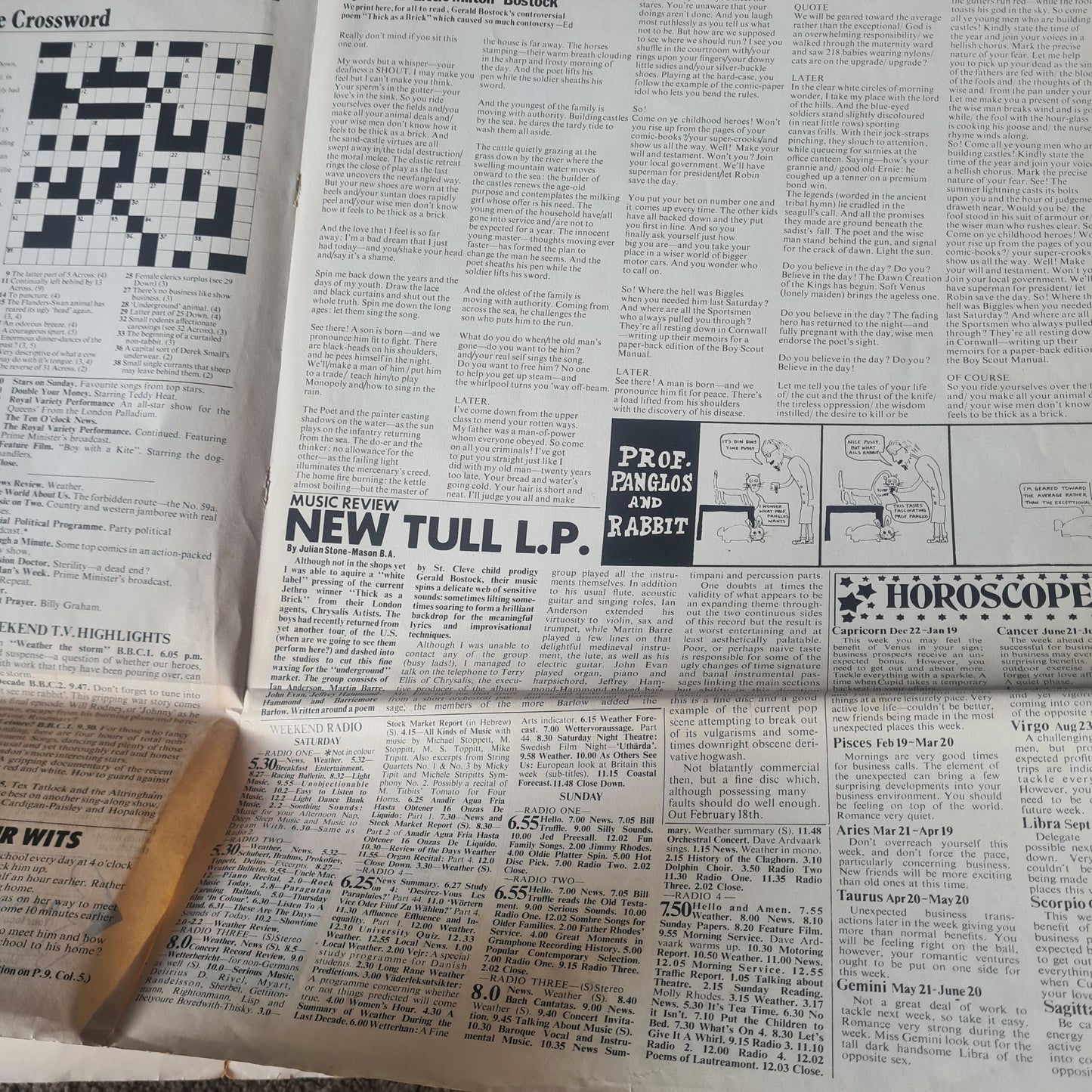 Jethro Tull – Thick As A Brick - 1972 - Vinyl Record LP (Newspaper Cover)