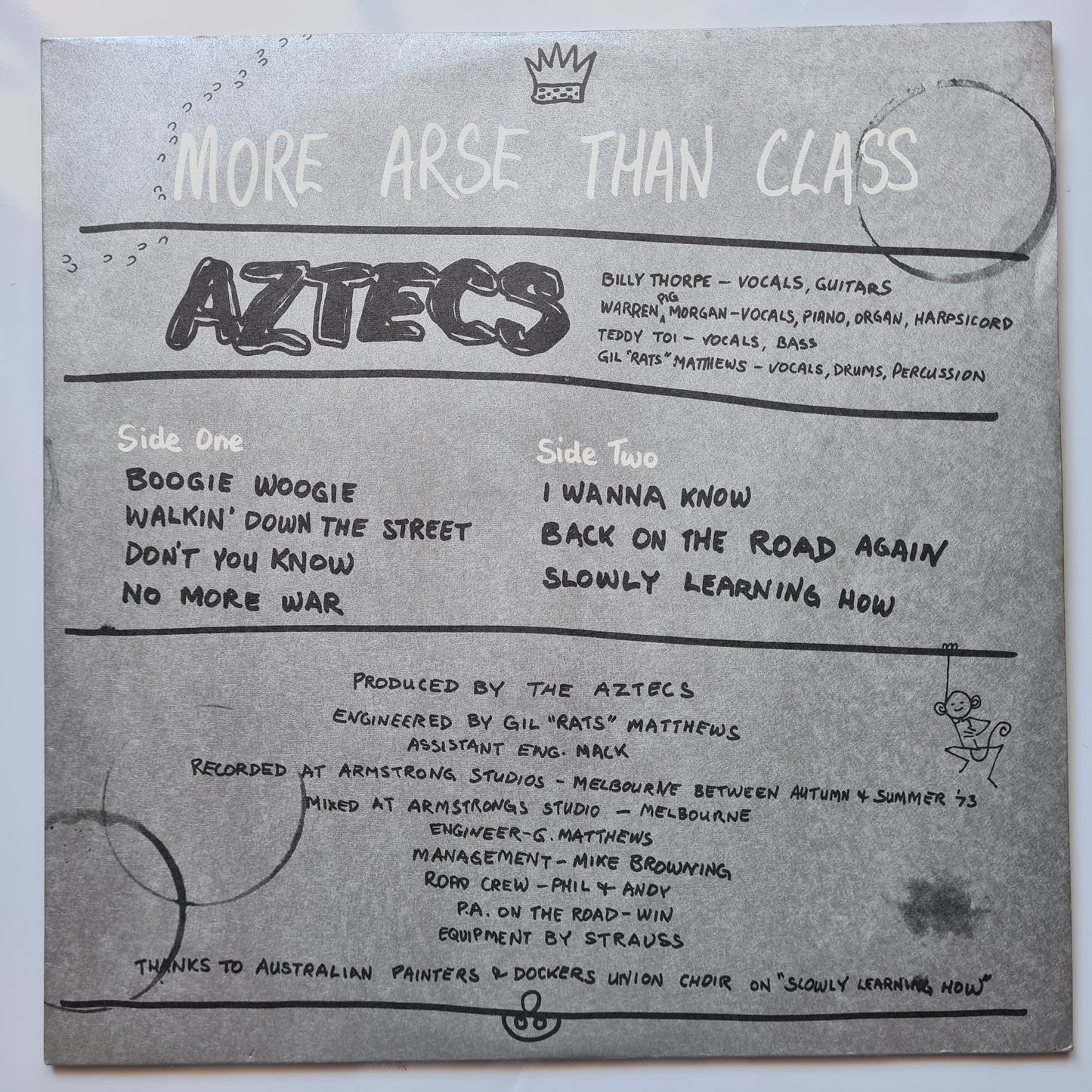 Aztecs (Billy Thorpe) – More Arse Than Class - 1974 (Textured Gatefold Cover) - Vinyl Record LP
