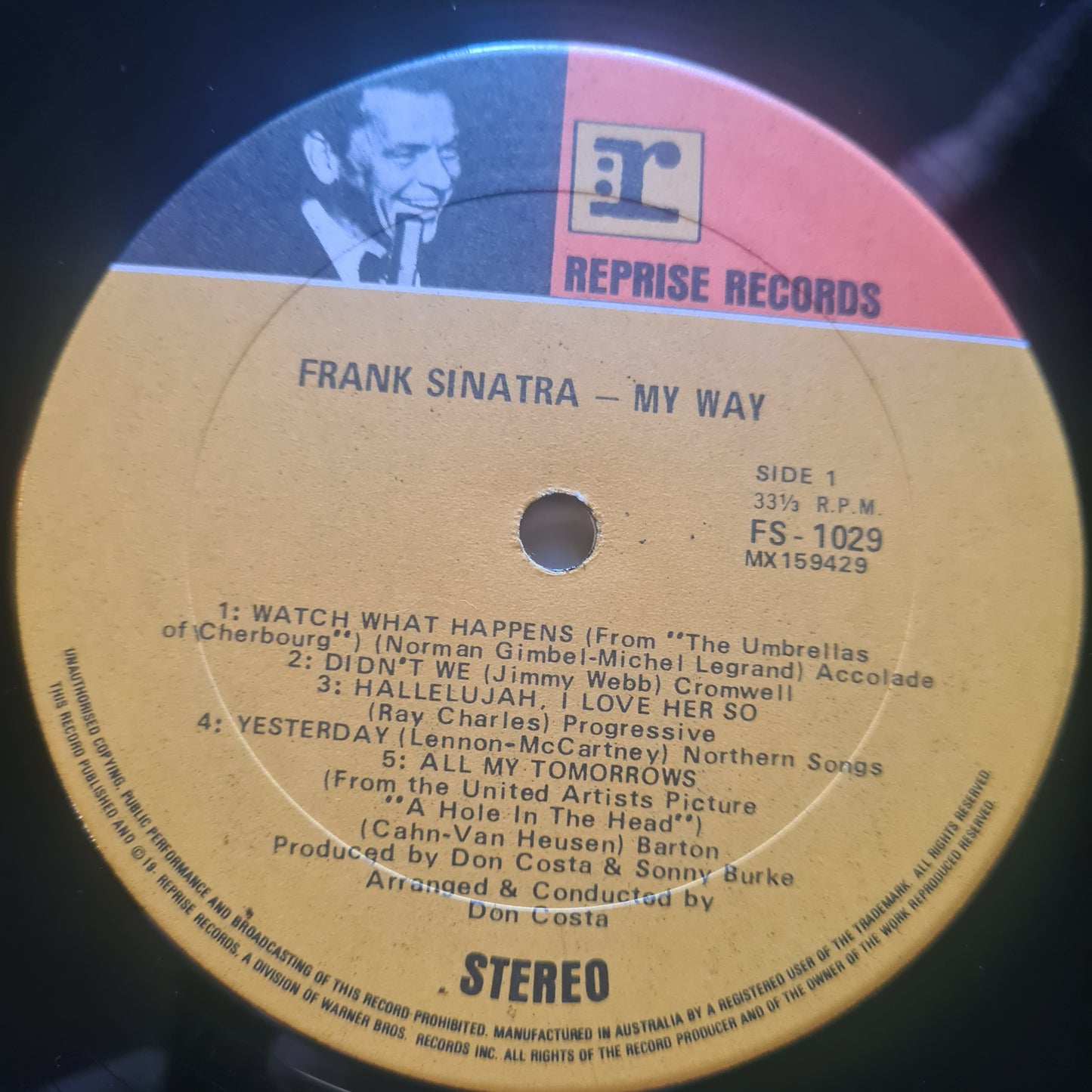 Frank Sinatra – My Way - 1969 - Vinyl Record LP