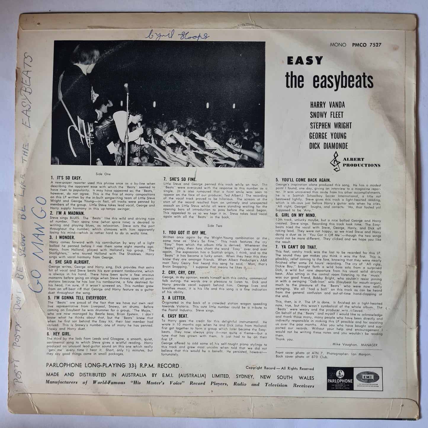 The Easybeats – Easy - 1965 (First MONO Australian Pressing)- Vinyl Record LP