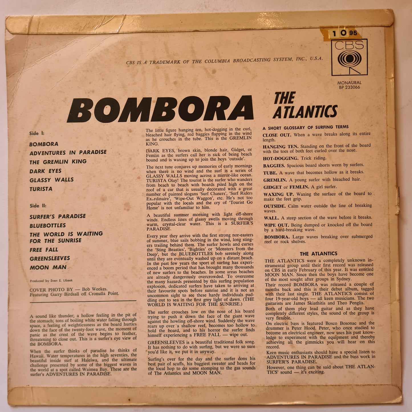 The Atlantics – Great Surfing Sounds: Including Bombora - 1963 (MONO 1st Pressing) - Vinyl Record LP