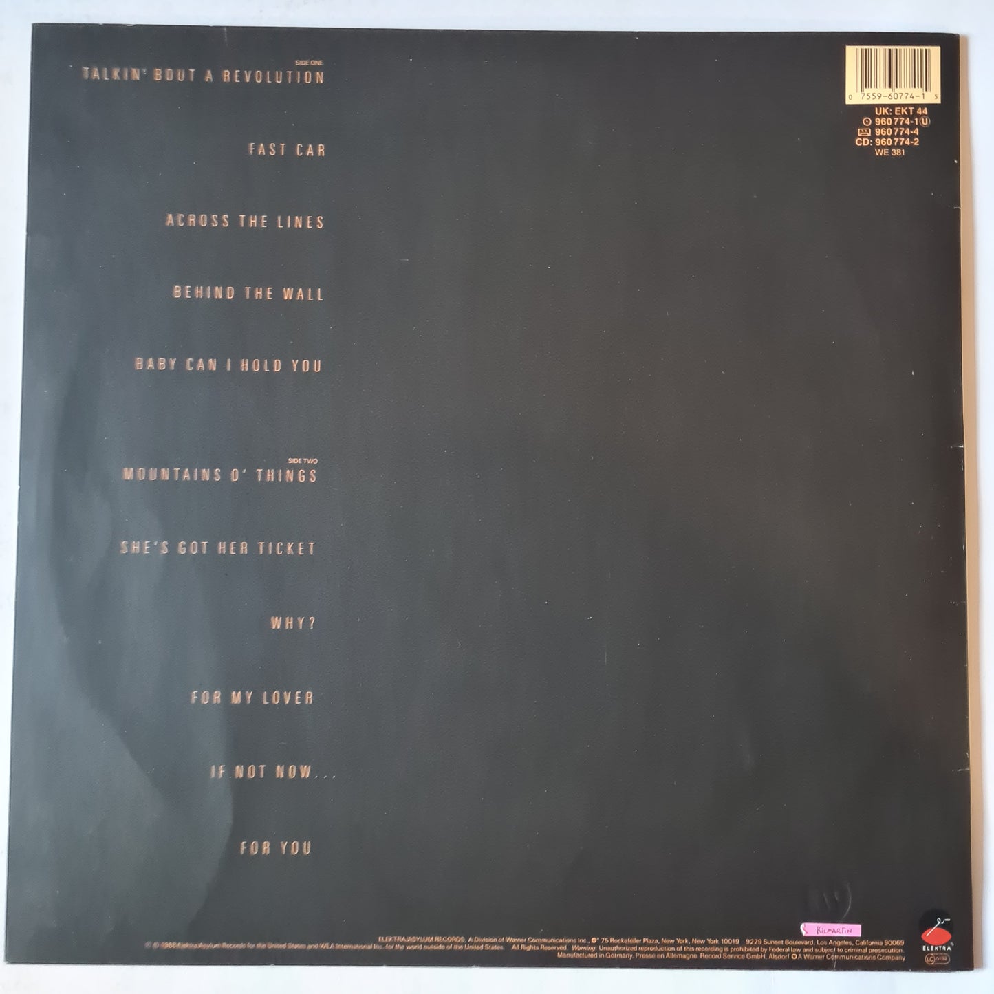 Tracy Chapman – Tracy Chapman - 1988 - (Irish Pressing) - Vinyl Record LP