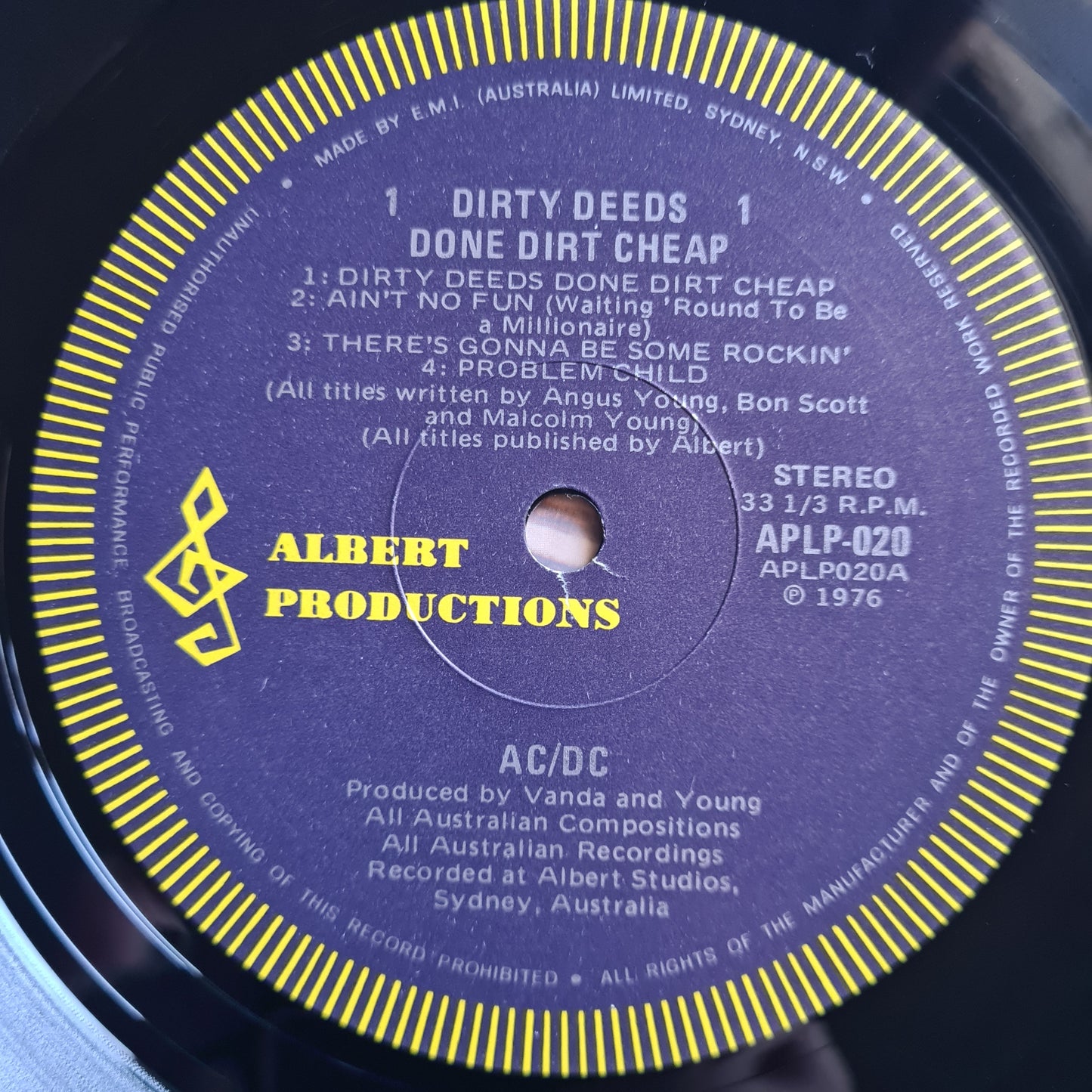 AC/DC – Dirty Deeds Done Dirt Cheap - 1976 (2nd Blue Label Australian Pressing) - Vinyl Record LP